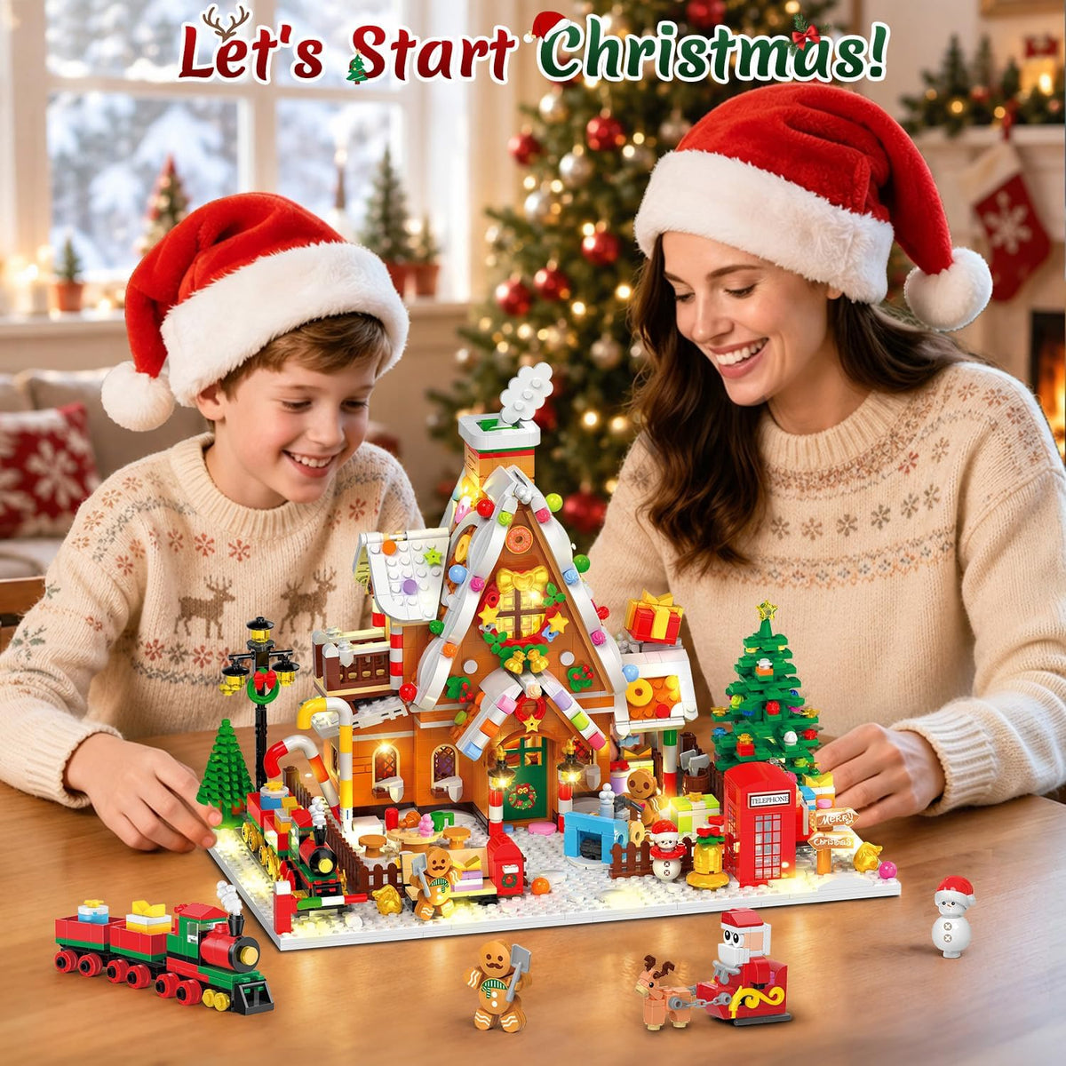 INSOON 2026 Christmas Gingerbread House Mini Building Set with Lights SC6612