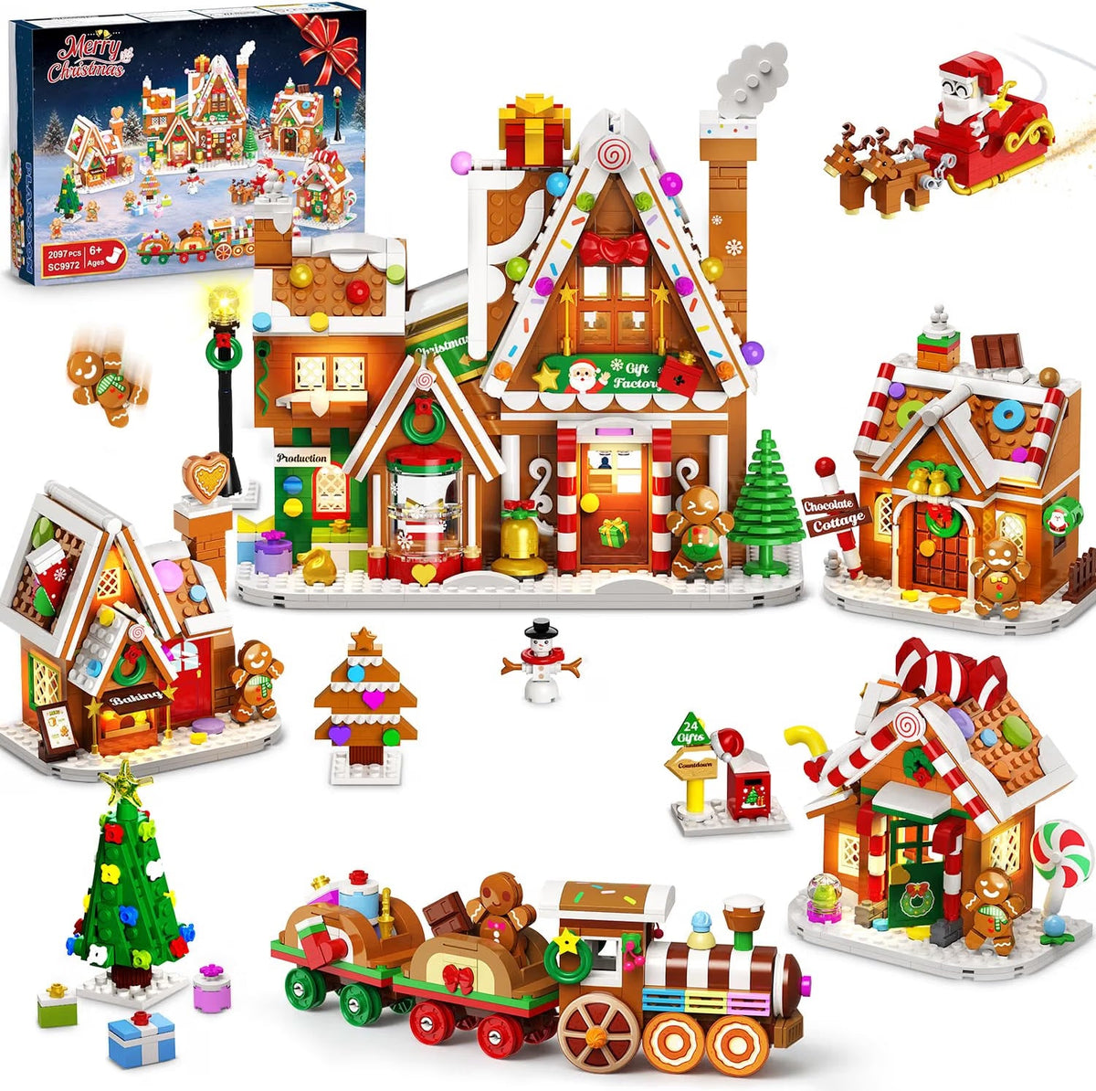 INSOON Christmas Gingerbread House Gift Factory Building Set with Lights SC9972