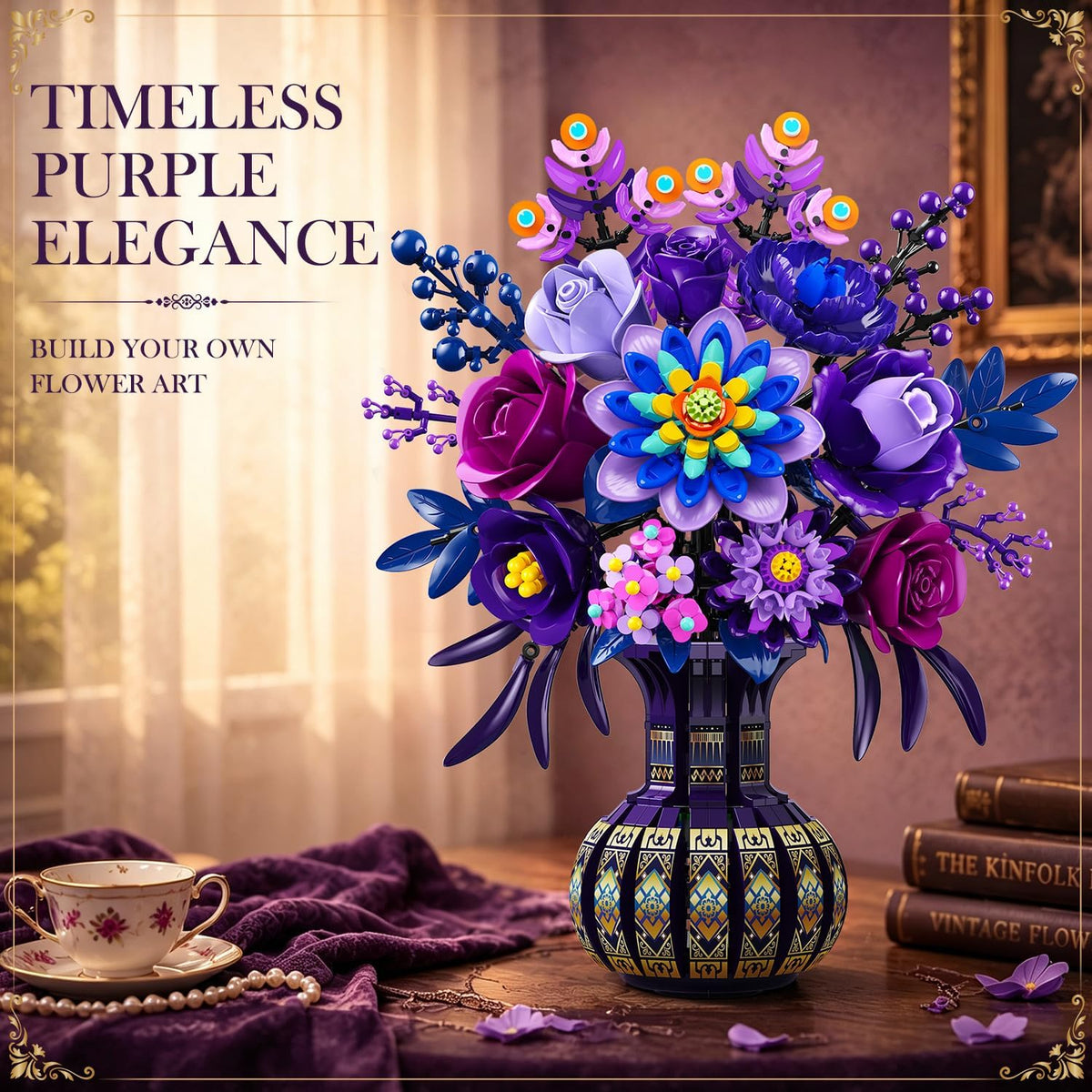 INSOON Purple Flower Bouquet Building Set with Vase SC8857