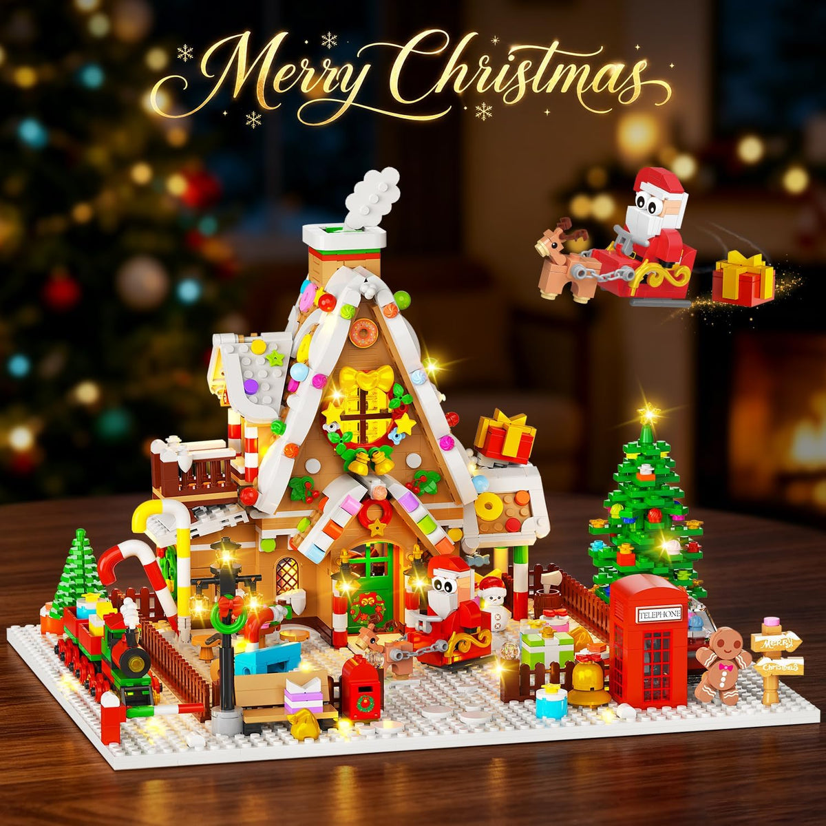 INSOON 2026 Advent Calendar Mini Gingerbread House Building Blocks Set with Lights SC6611