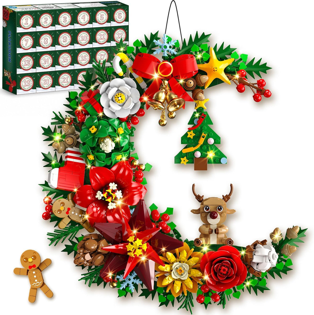 INSOON Advent Calendar 2026 Christmas Moon Wreath Building Set with Light SC8851