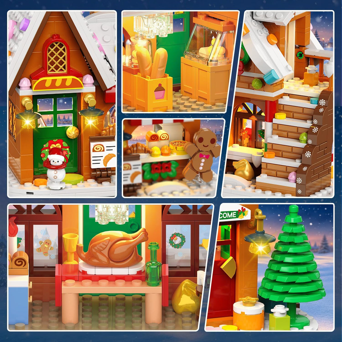 INSOON Gingerbread House Christmas Village Mini Building Set with Lights SC9918