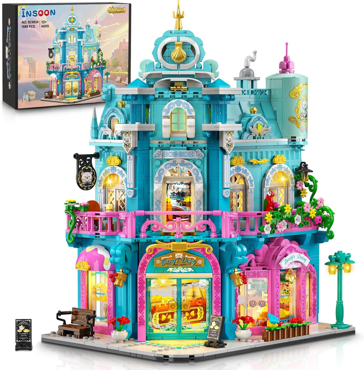 INSOON Dairy Bakery Store Building Set with Lights SC8824