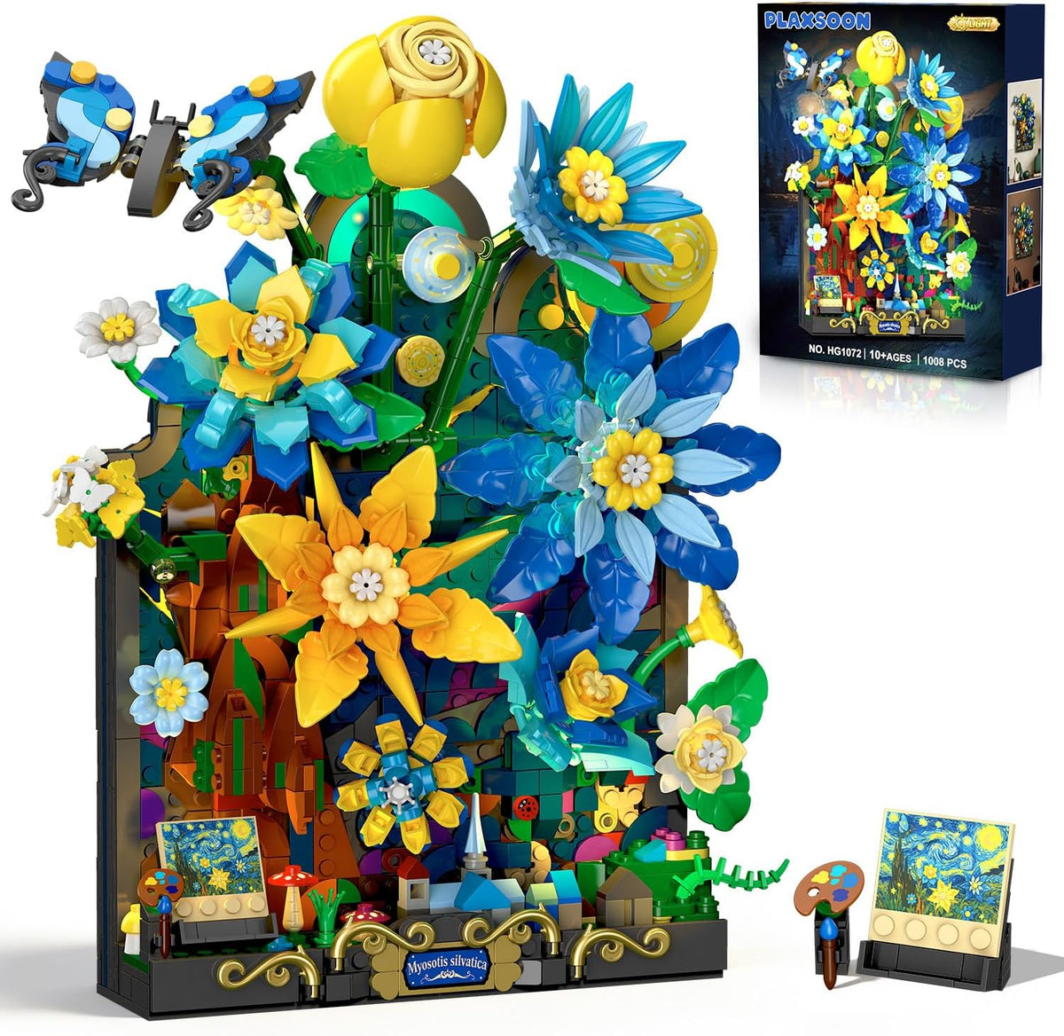 INSOON Starry Night Flower Wall Building Set with Lights HG1072