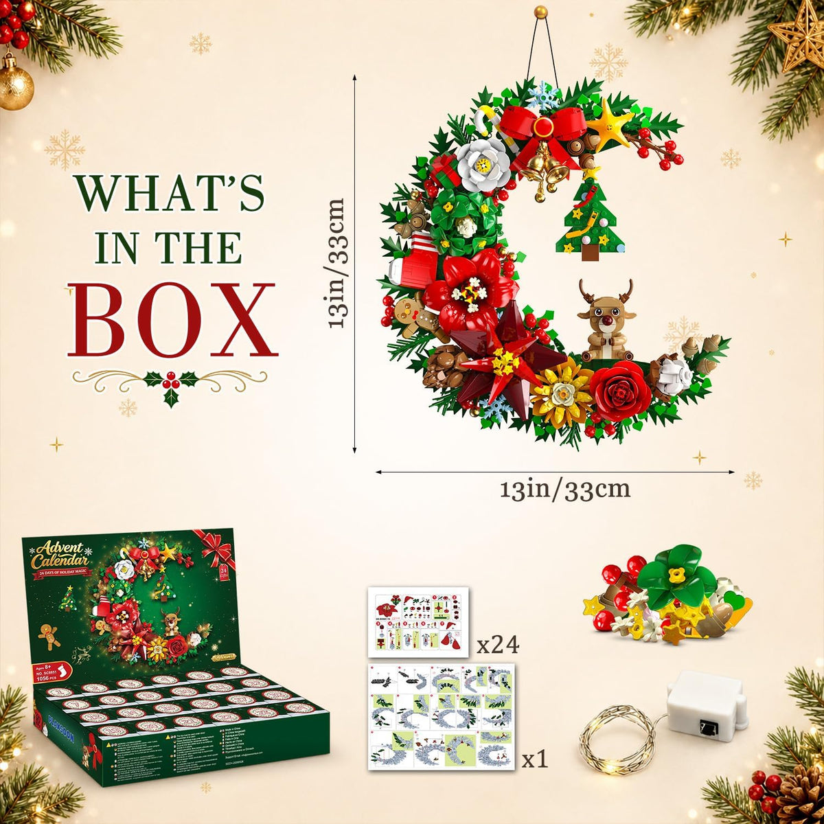 INSOON Advent Calendar 2026 Christmas Moon Wreath Building Set with Light SC8851