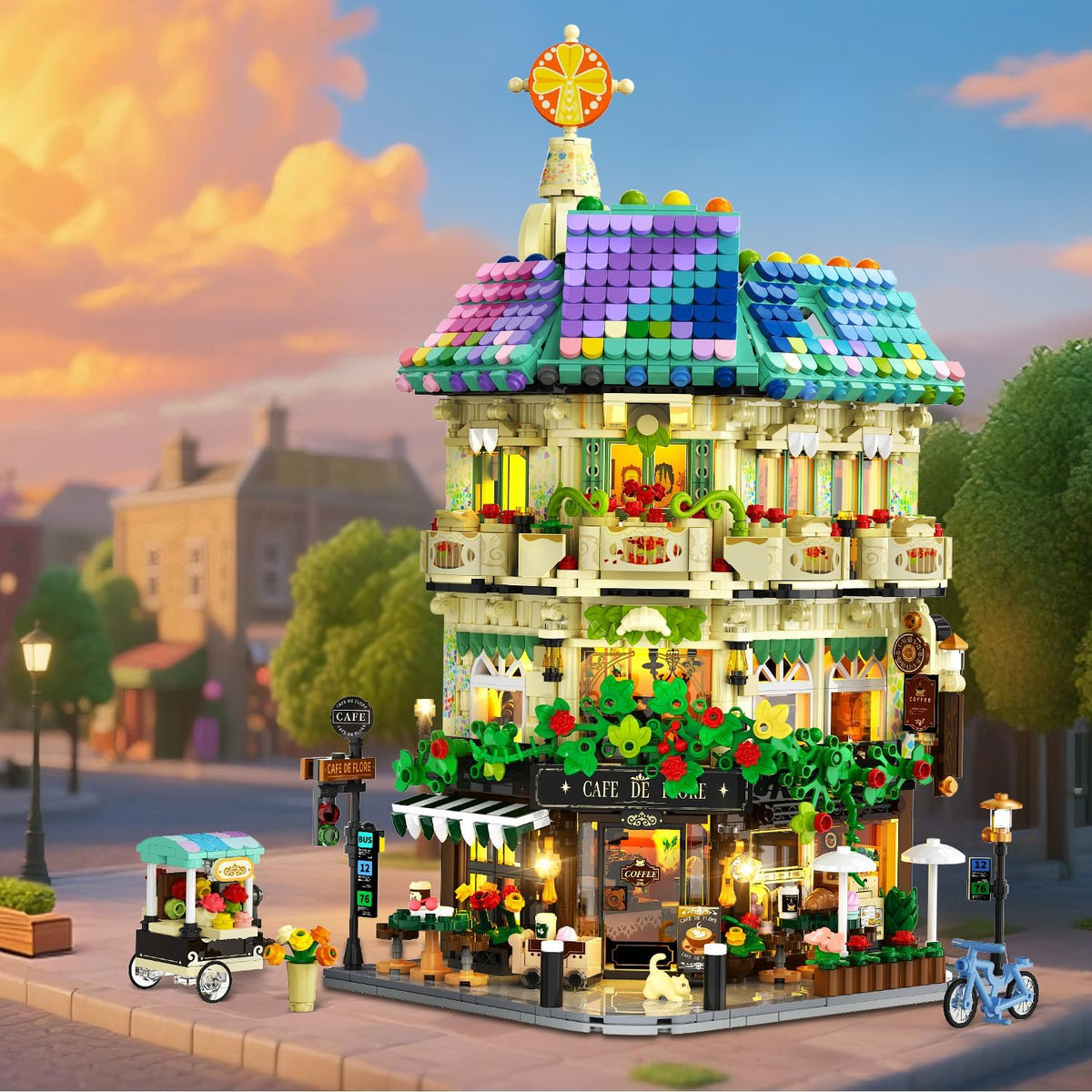 INSOON Flower Cafe House Building Set with Lights 690060