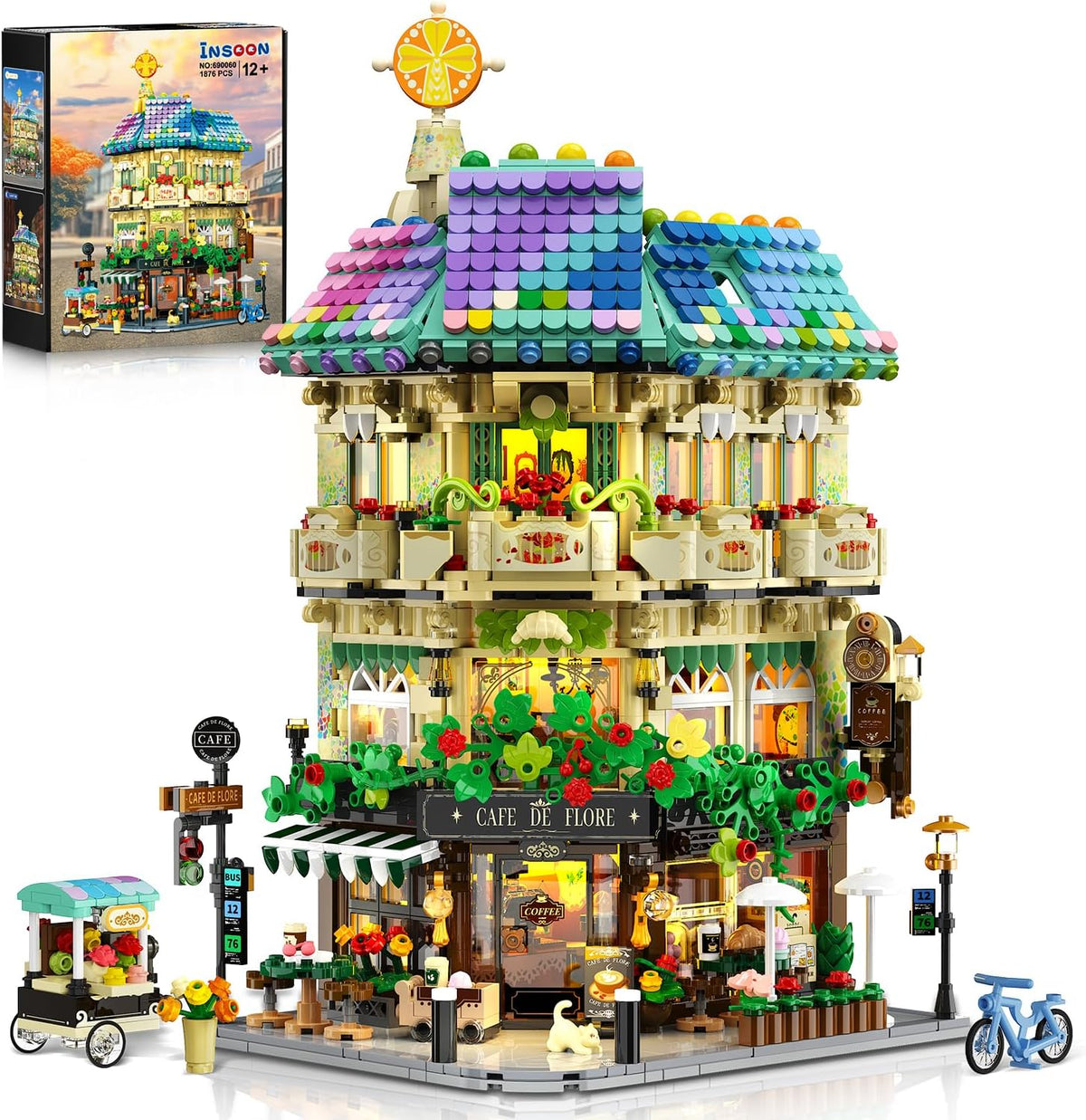 INSOON Flower Cafe House Building Set with Lights 690060