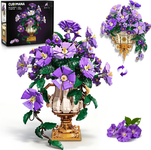 INSOON 2-in-1 Morning Glory Botanical Building Set with Vase SC8833