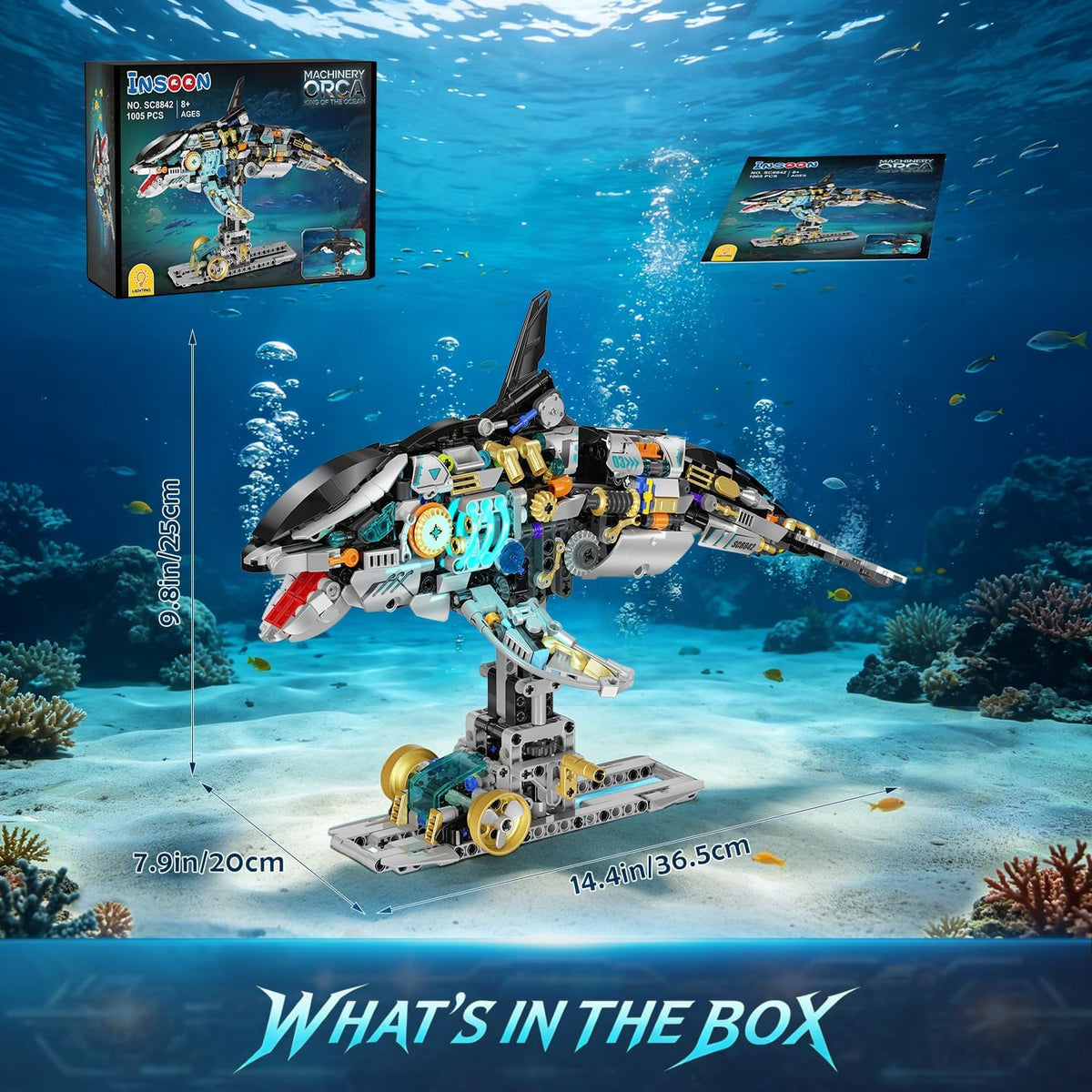 INSOON Mechanical Orca Building Set STEM Toy with LED Light SC8842