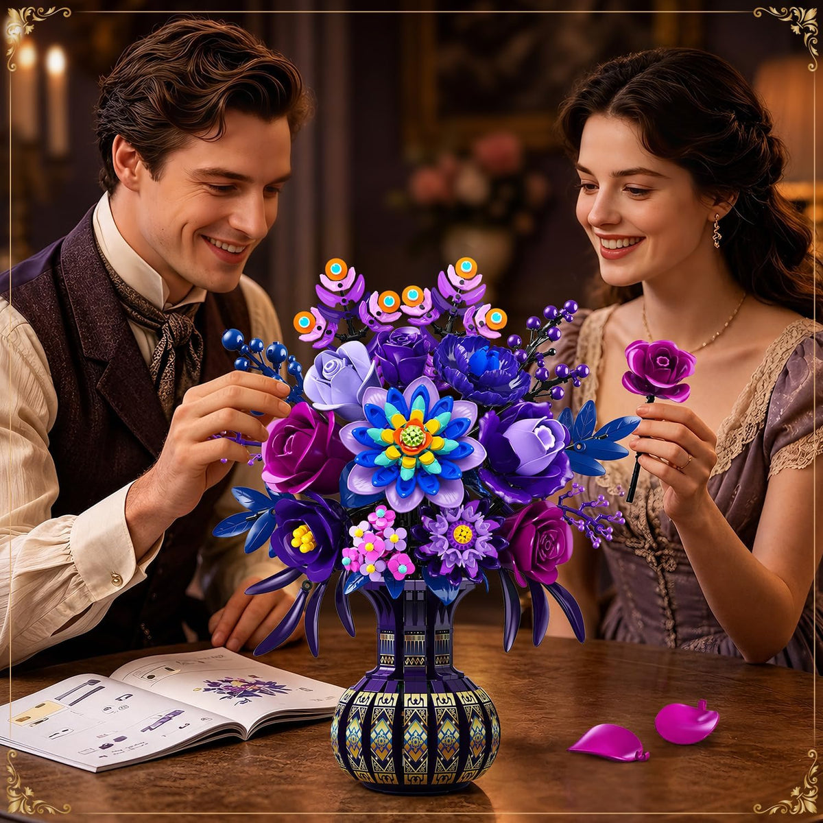 INSOON Purple Flower Bouquet Building Set with Vase SC8857