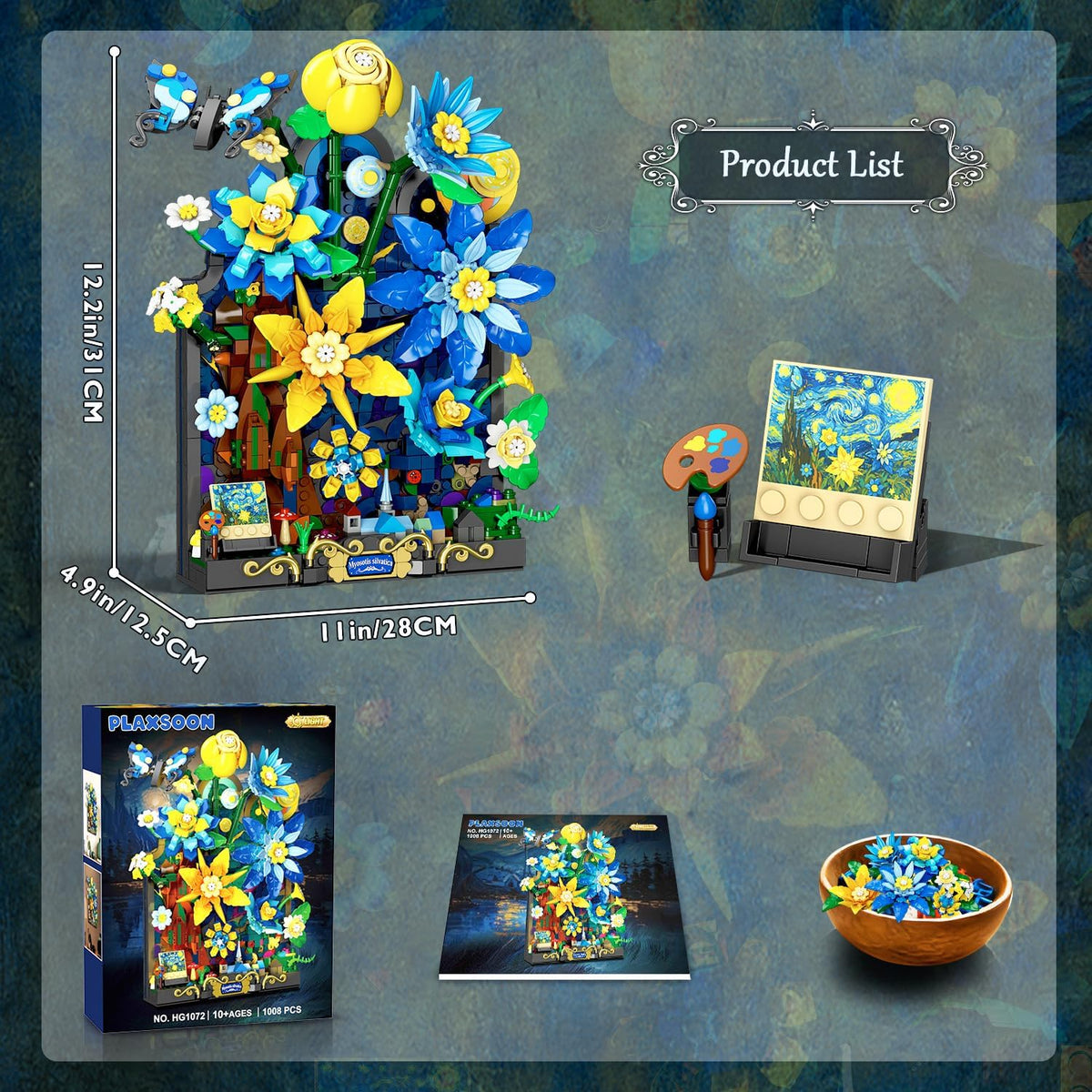 INSOON Starry Night Flower Wall Building Set with Lights HG1072