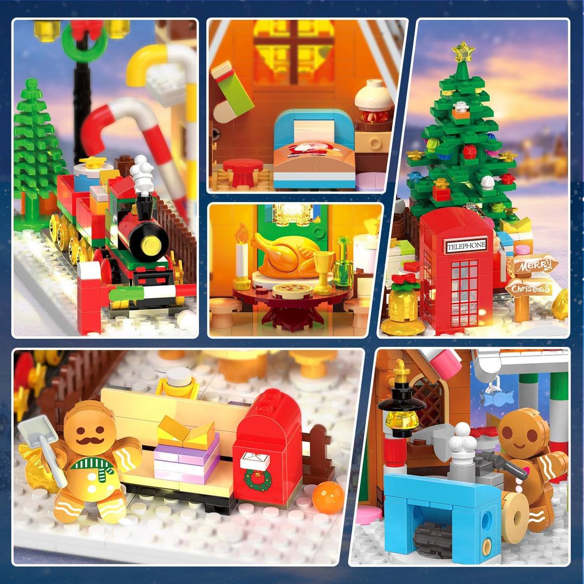 INSOON 2026 Christmas Gingerbread House Mini Building Set with Lights SC6612