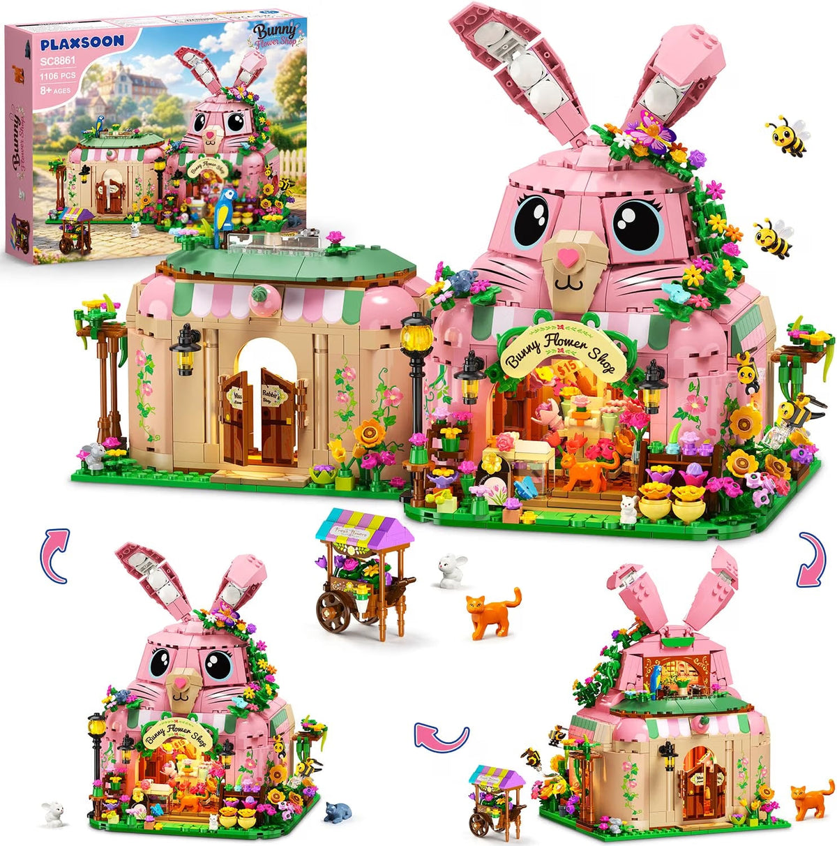 INSOON Friends Bunny Flower House Building Set with Lights SC8861