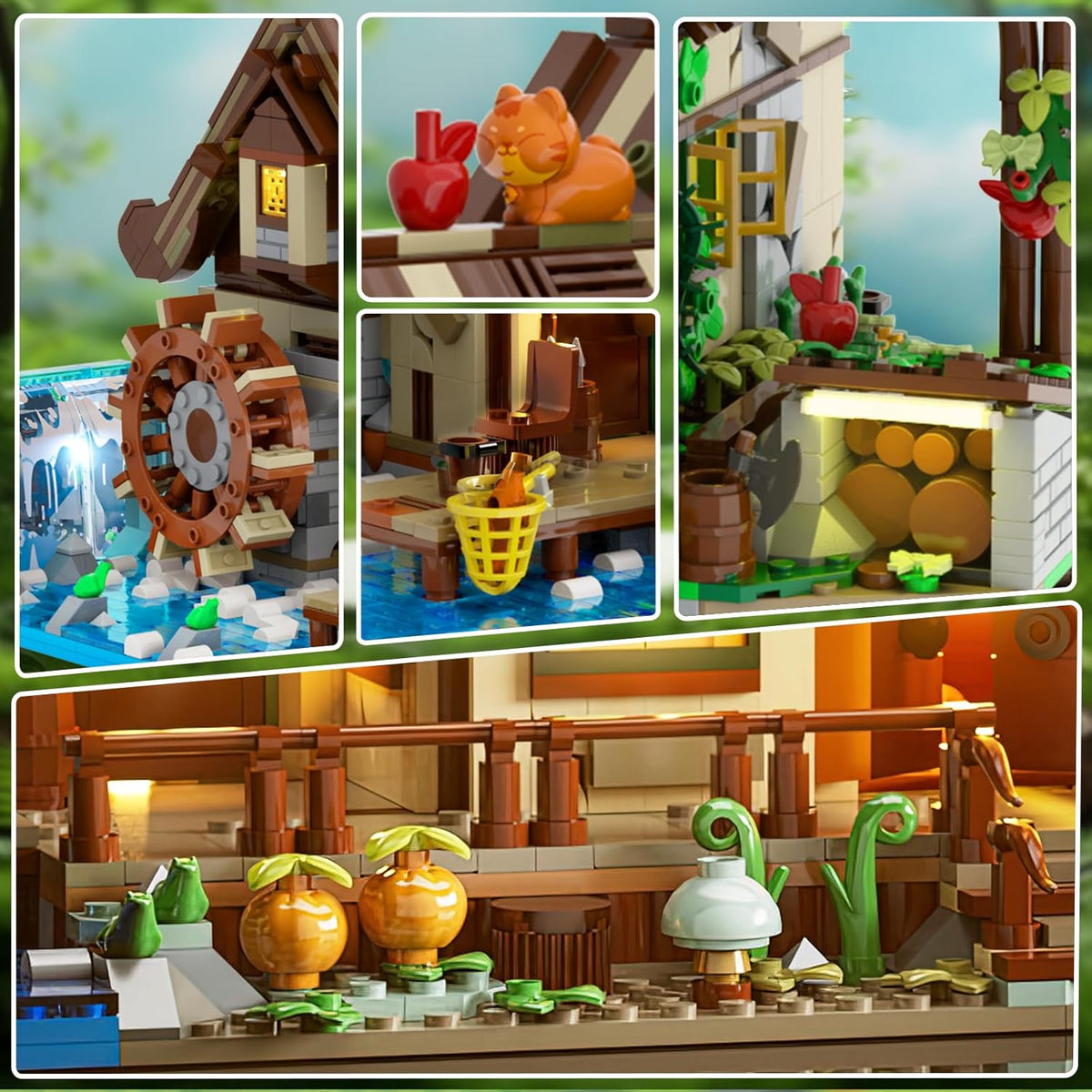 INSOON Wood Cabin Building Set with LED Light 6106