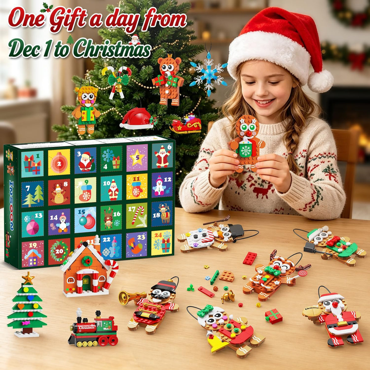 INSOON Advent Calendar 2026 Gingerbread Christmas Ornaments Building Set SC6602