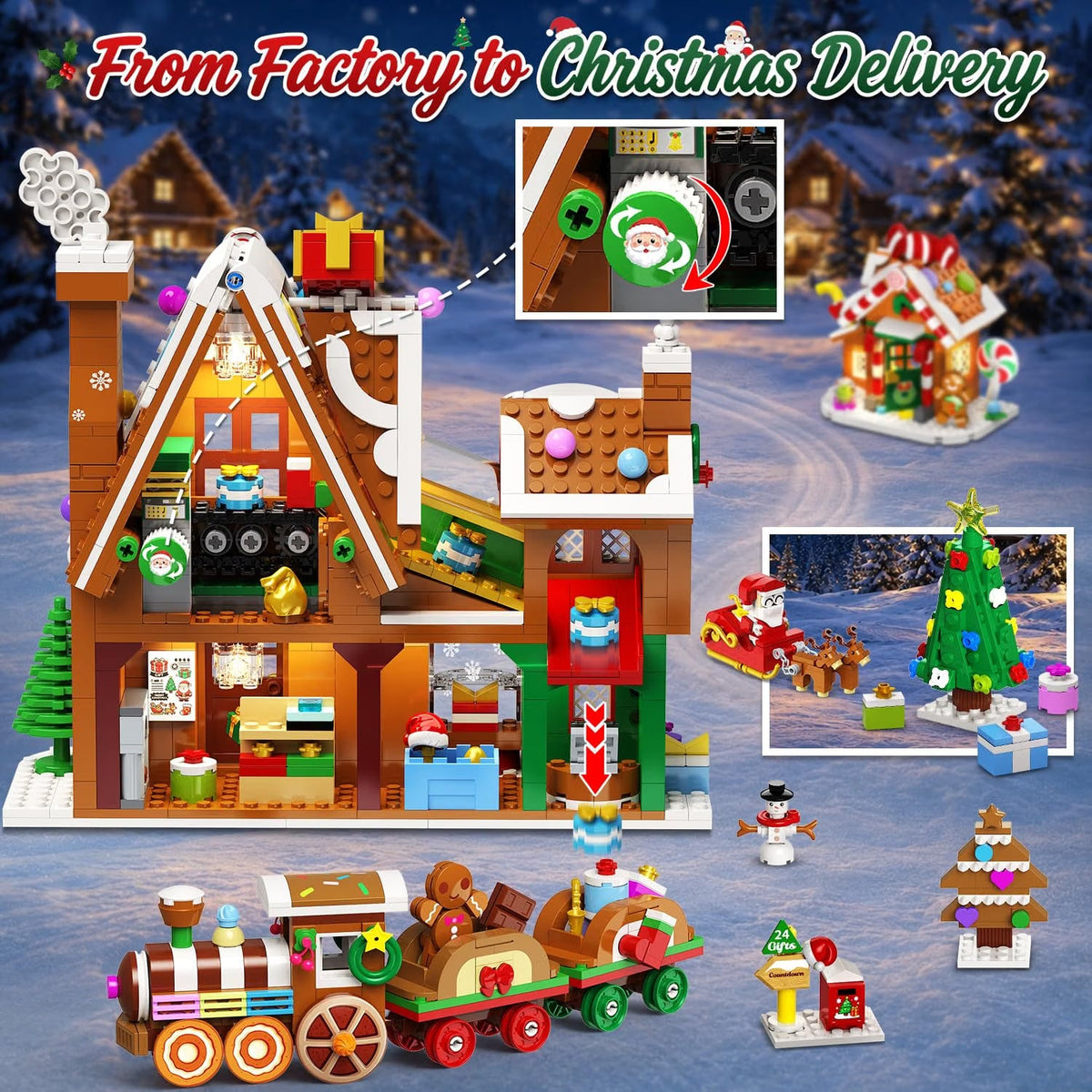 INSOON Christmas Gingerbread House Gift Factory Building Set with Lights SC9972