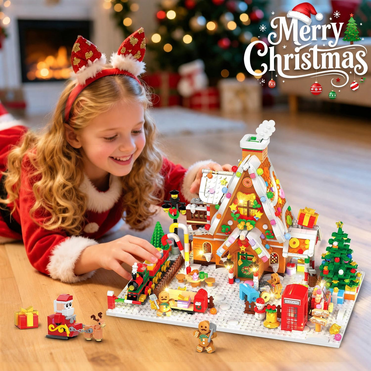 INSOON 2026 Christmas Gingerbread House Mini Building Set with Lights SC6612