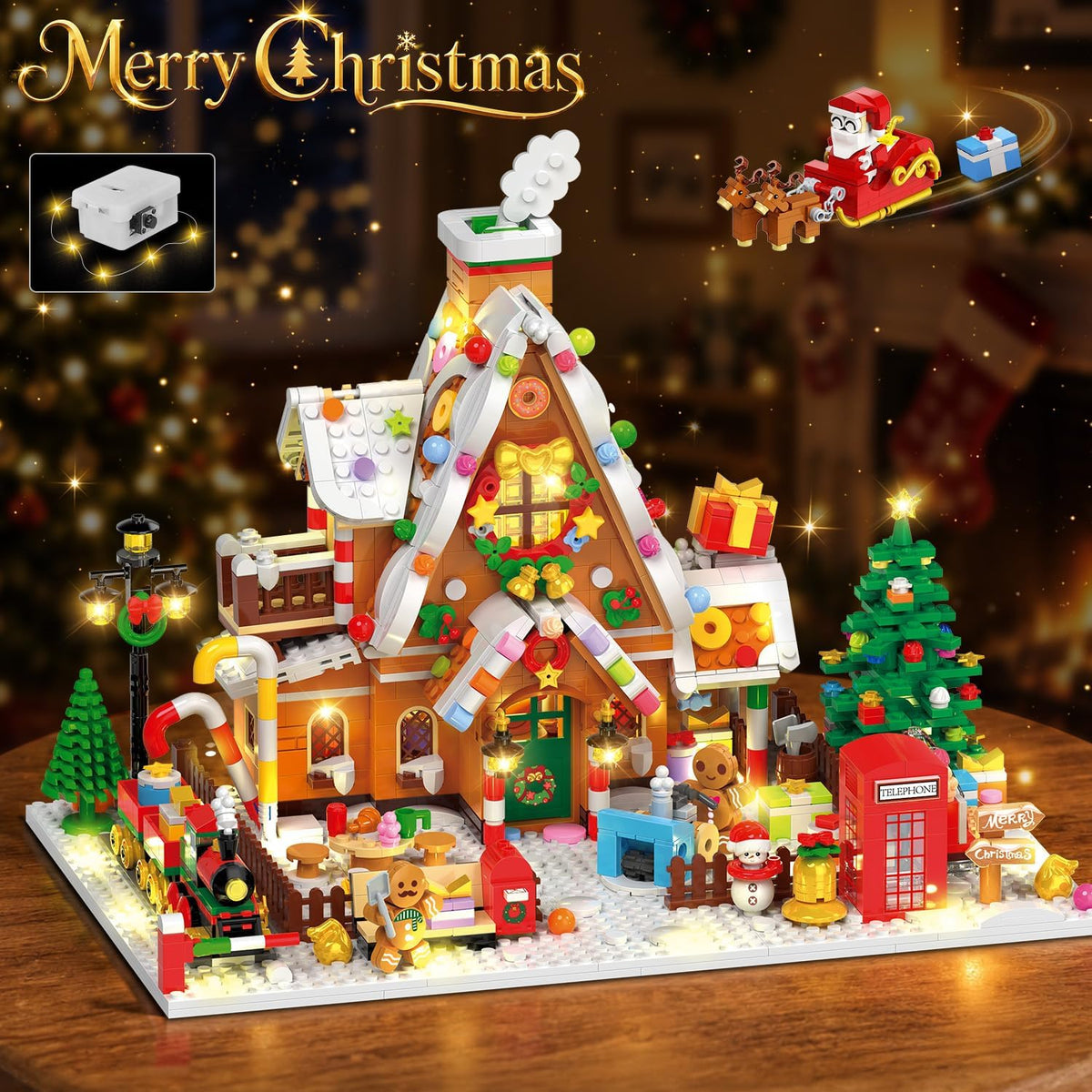 INSOON 2026 Christmas Gingerbread House Mini Building Set with Lights SC6612