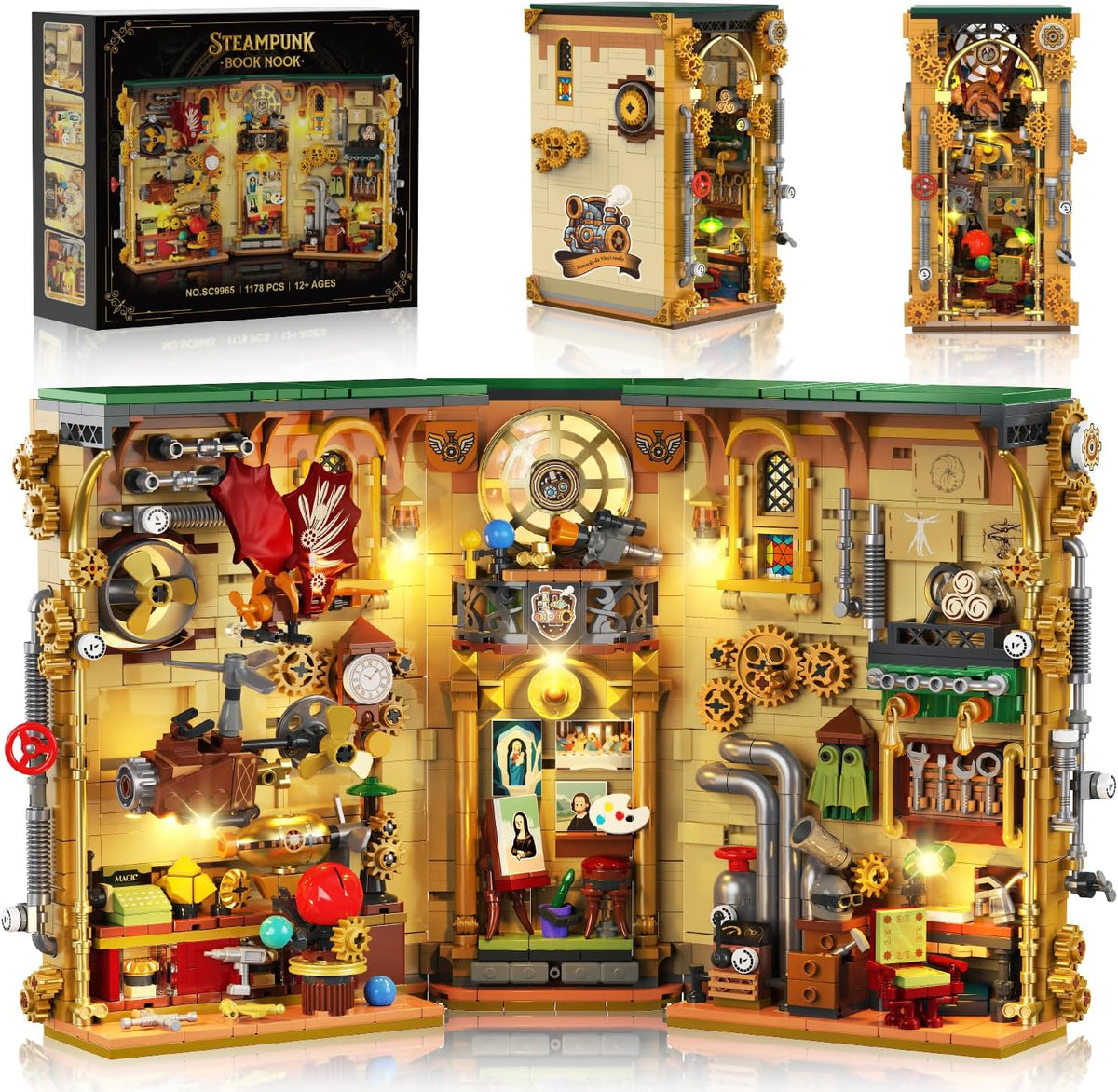 INSOON Steampunk Book Nook Building Set with Lights SC9965