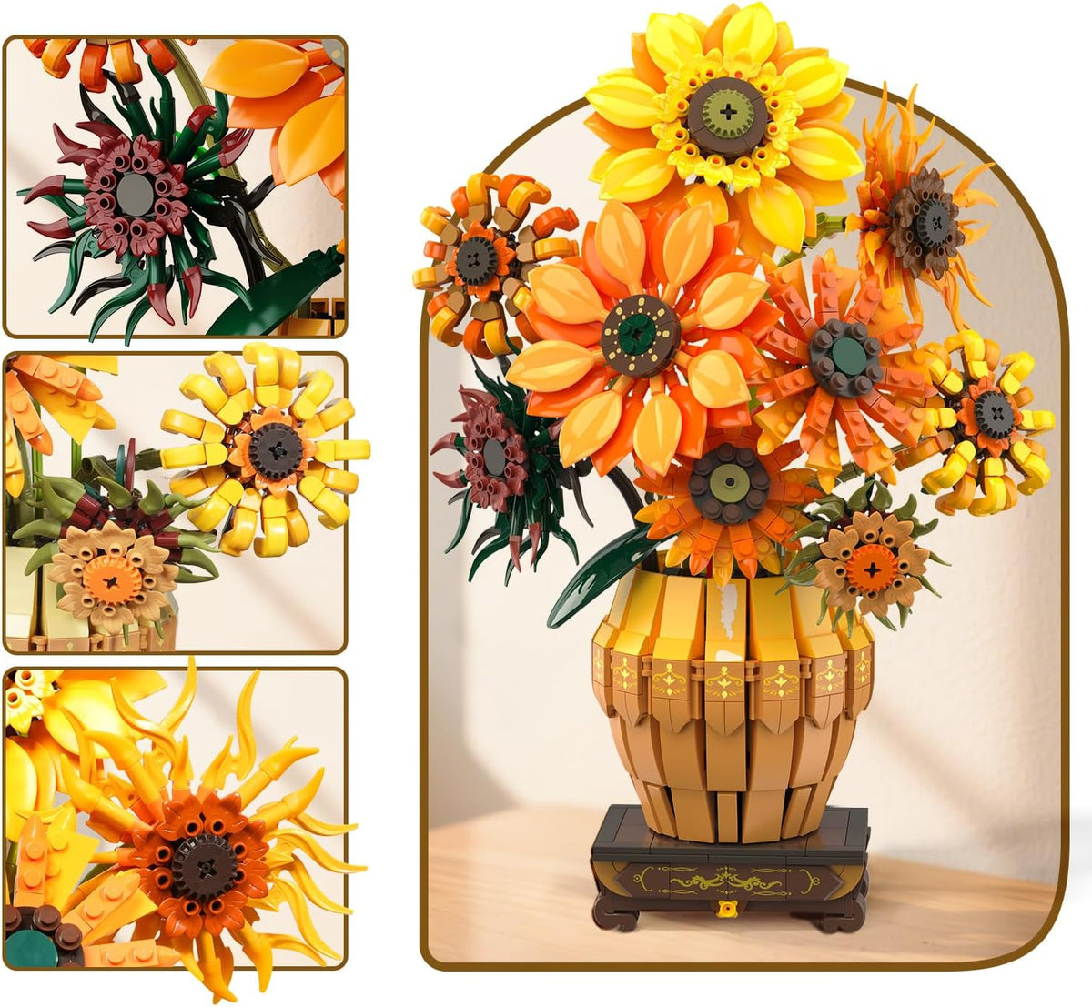INSOON Sunflower Building Set with Lights Vase Base SC9909