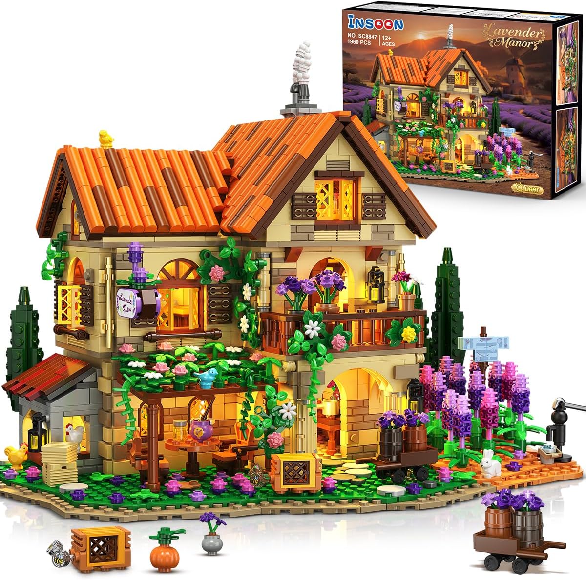 INSOON Lavender Manor House Building Set with Lights SC8847