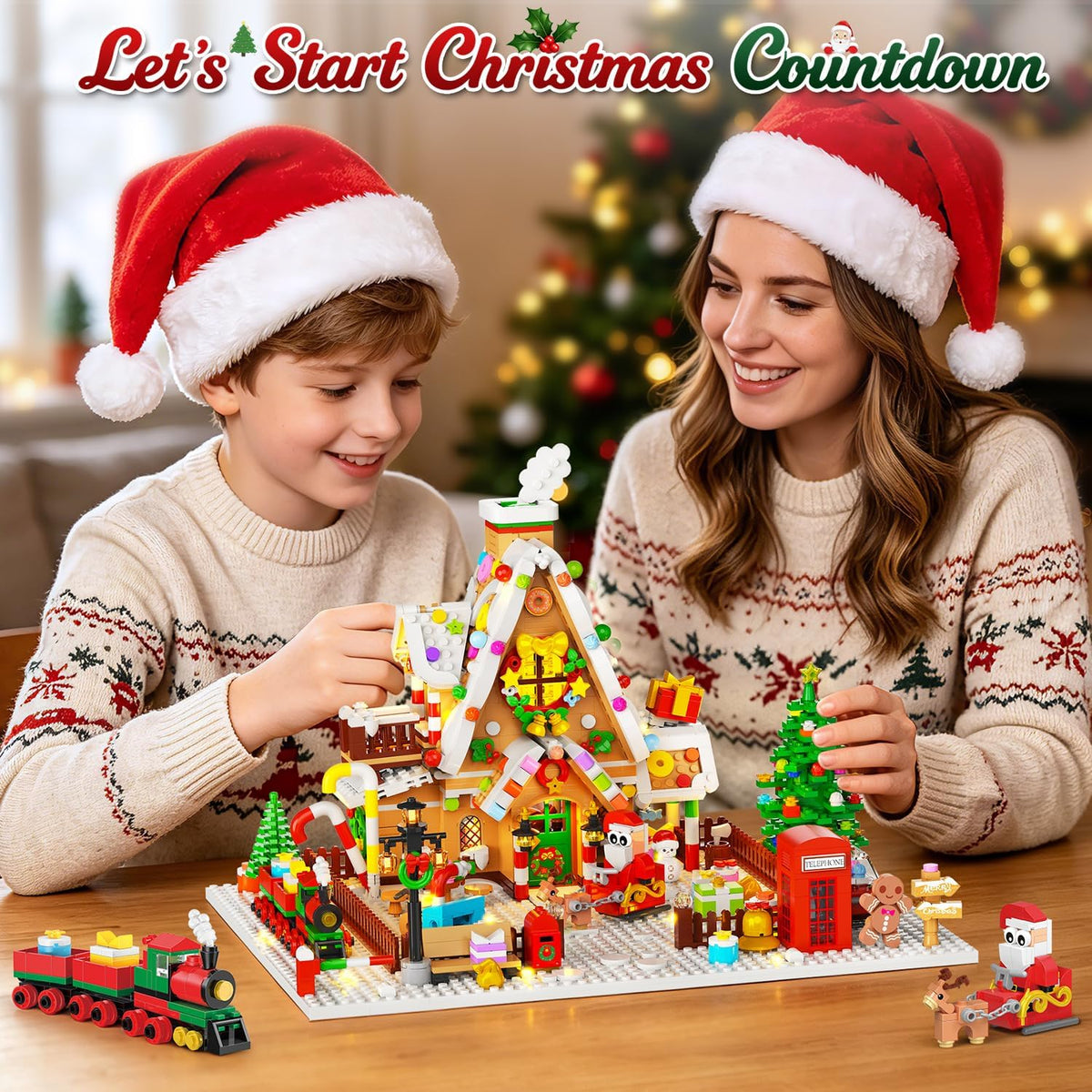 INSOON 2026 Advent Calendar Mini Gingerbread House Building Blocks Set with Lights SC6611
