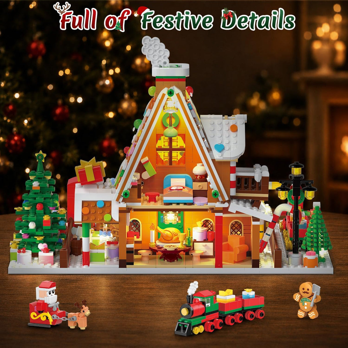 INSOON 2026 Christmas Gingerbread House Mini Building Set with Lights SC6612
