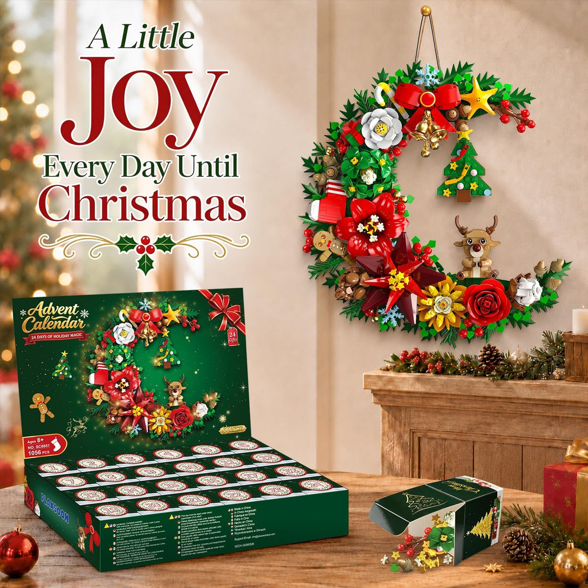 INSOON Advent Calendar 2026 Christmas Moon Wreath Building Set with Light SC8851