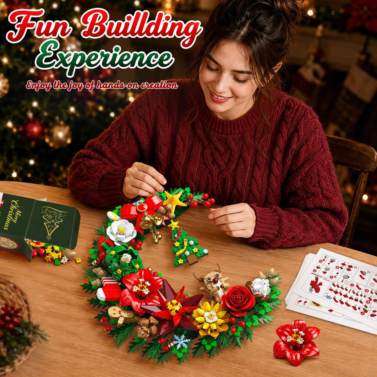 INSOON Advent Calendar 2026 Christmas Moon Wreath Building Set with Light SC8851