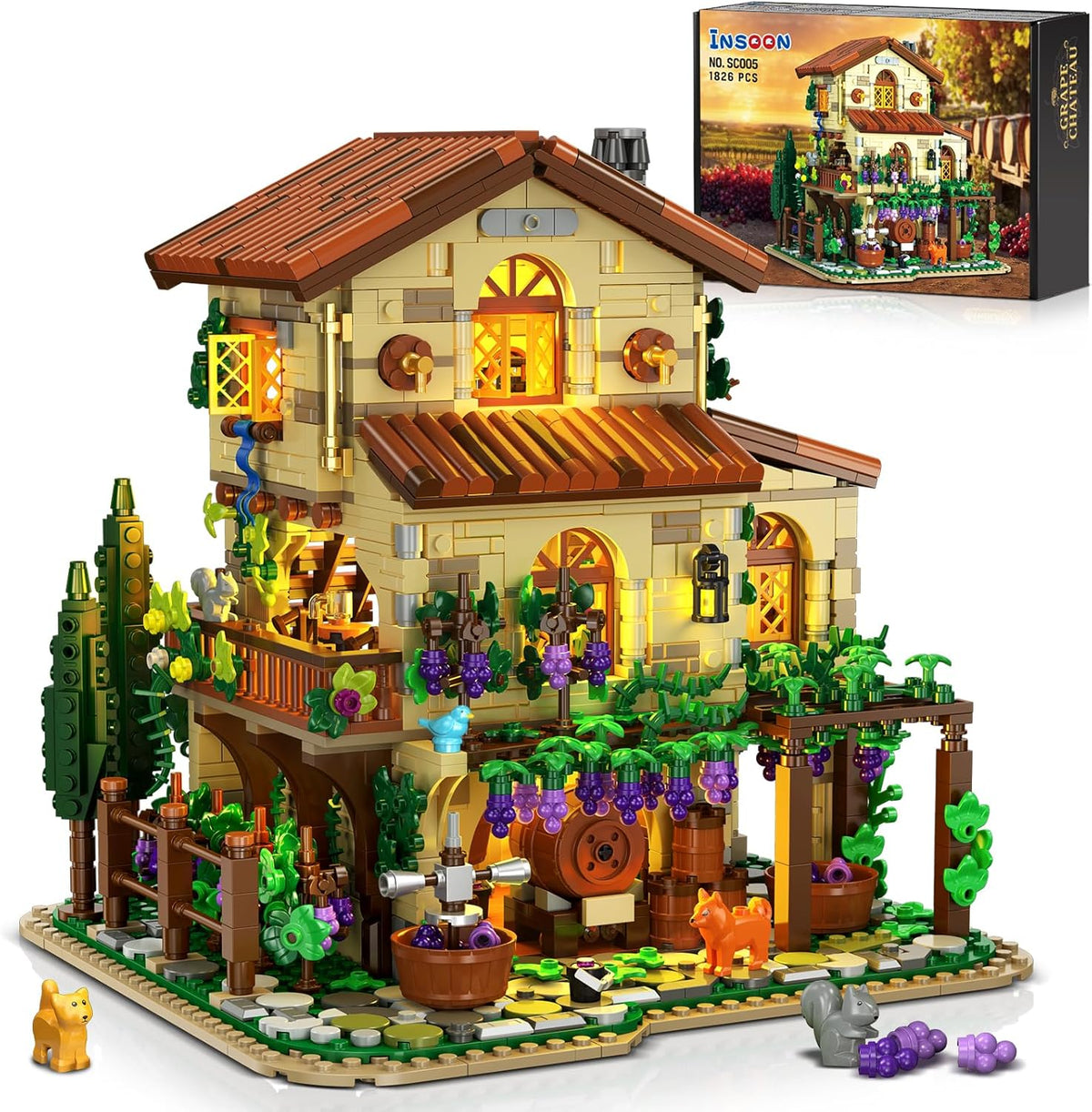INSOON Winery Chateau House Building Set with Lights SC005