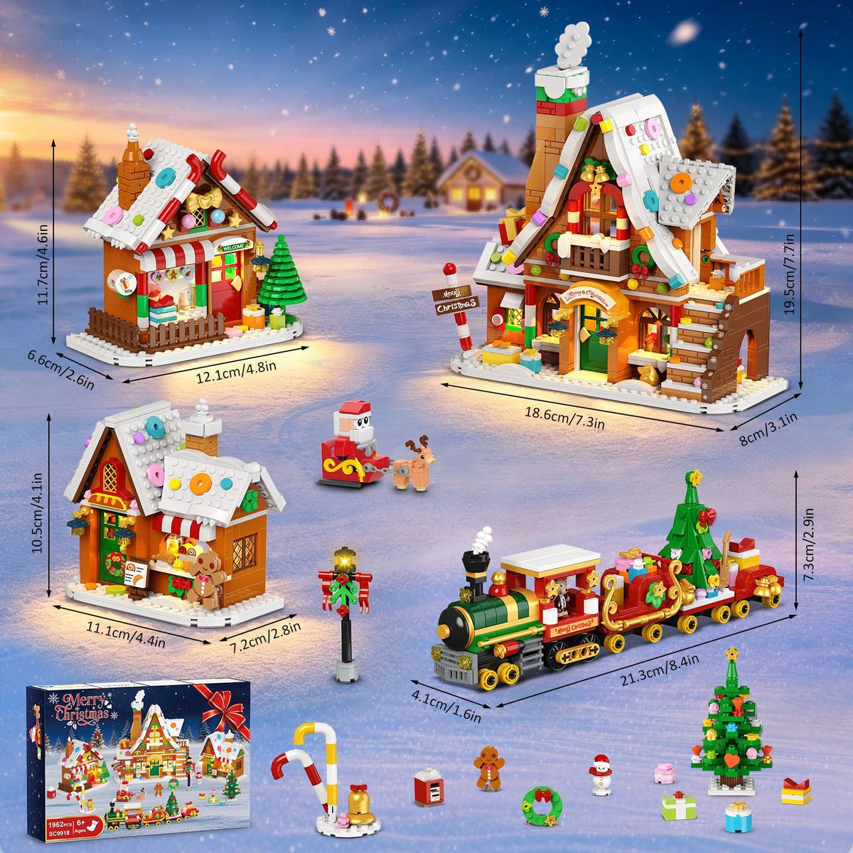 INSOON Gingerbread House Christmas Village Mini Building Set with Lights SC9918