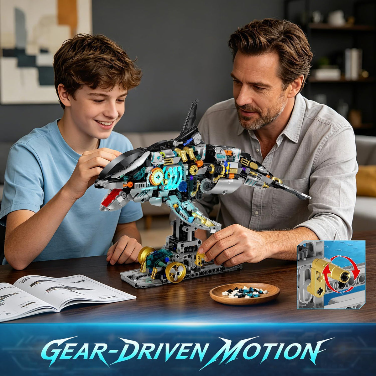 INSOON Mechanical Orca Building Set STEM Toy with LED Light SC8842