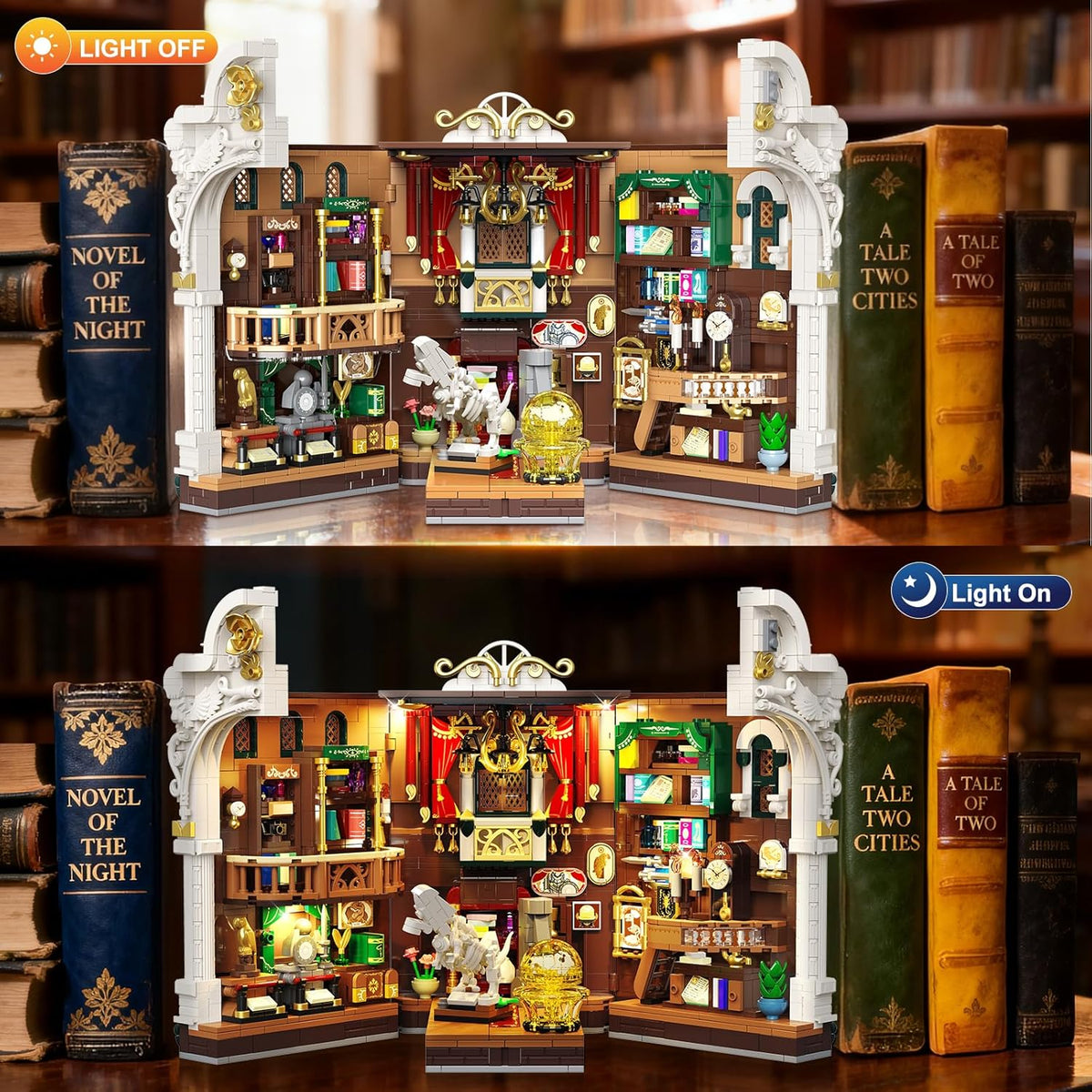 INSOON Dinosaur Museum Book Nook Building Set for Adults with Lights SC9937