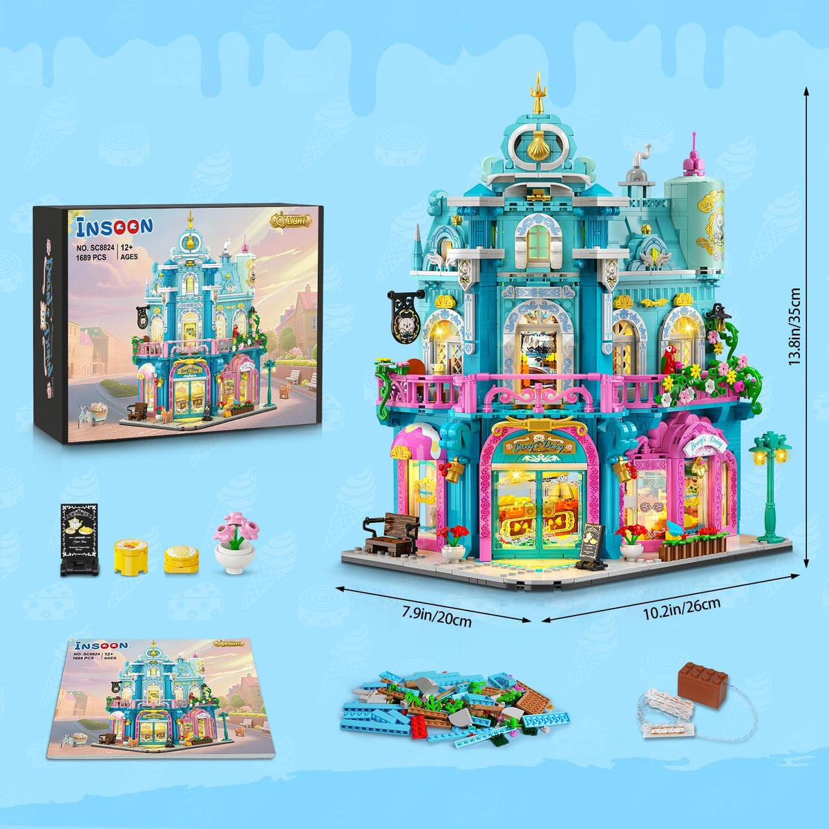 INSOON Dairy Bakery Store Building Set with Lights SC8824