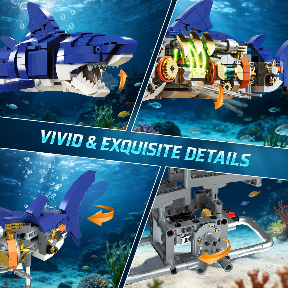 INSOON Mechanical Shark Building Set with LED Light 13054