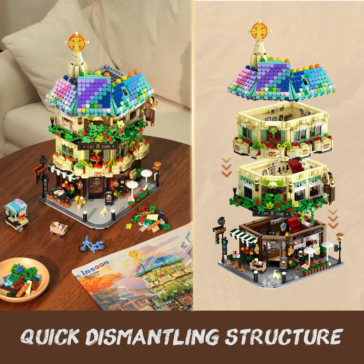 INSOON Flower Cafe House Building Set with Lights 690060