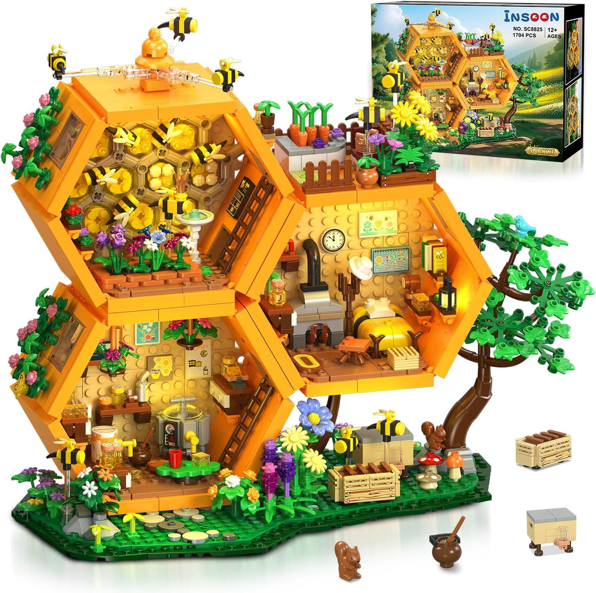 INSOON Bee Farm House Building Set with Light SC8825