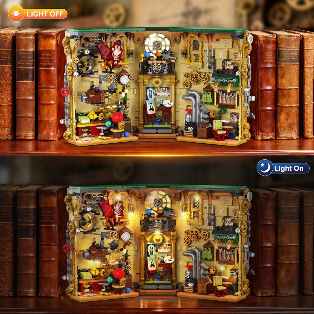 INSOON Steampunk Book Nook Building Set with Lights SC9965