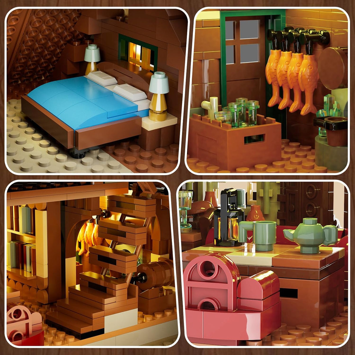 INSOON Wood Cabin Building Set with LED Light 6106