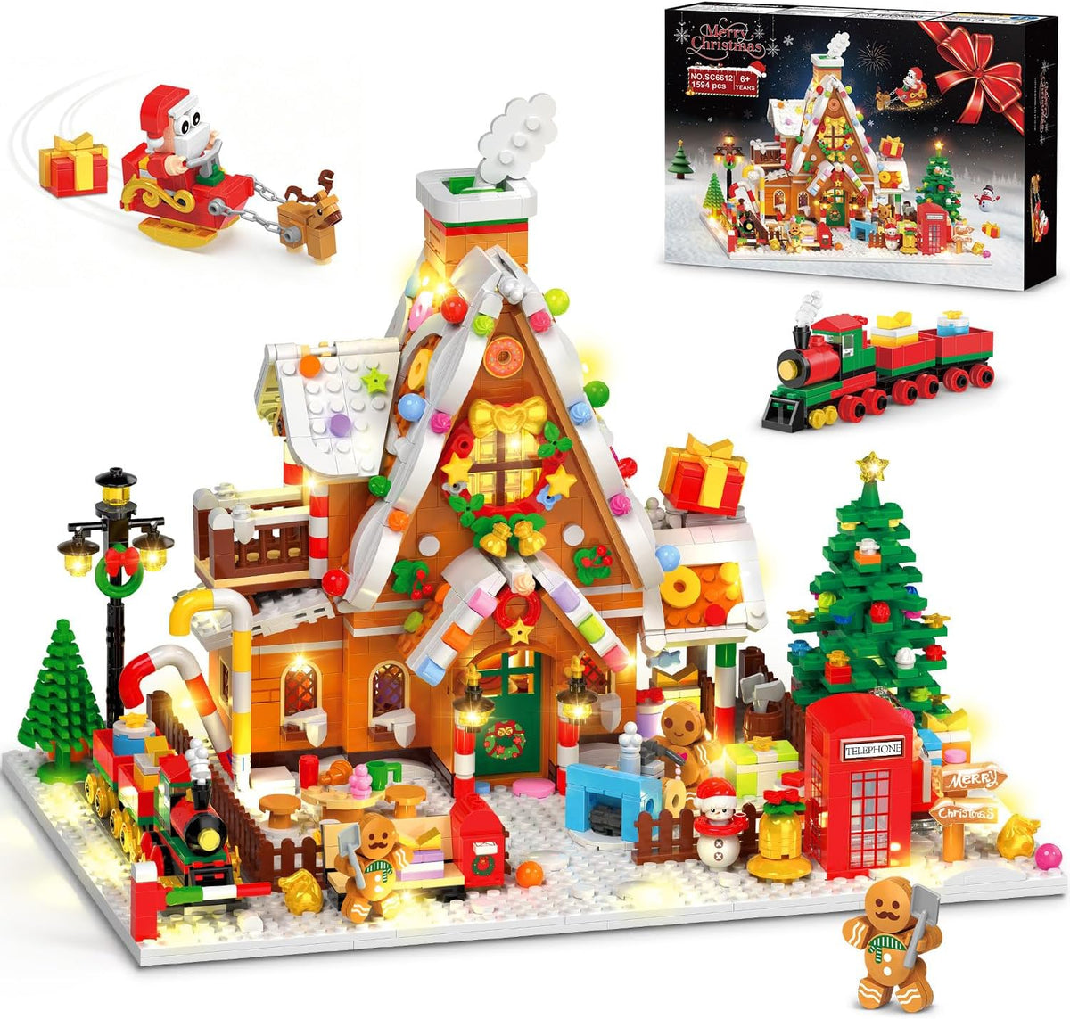 INSOON 2026 Christmas Gingerbread House Mini Building Set with Lights SC6612