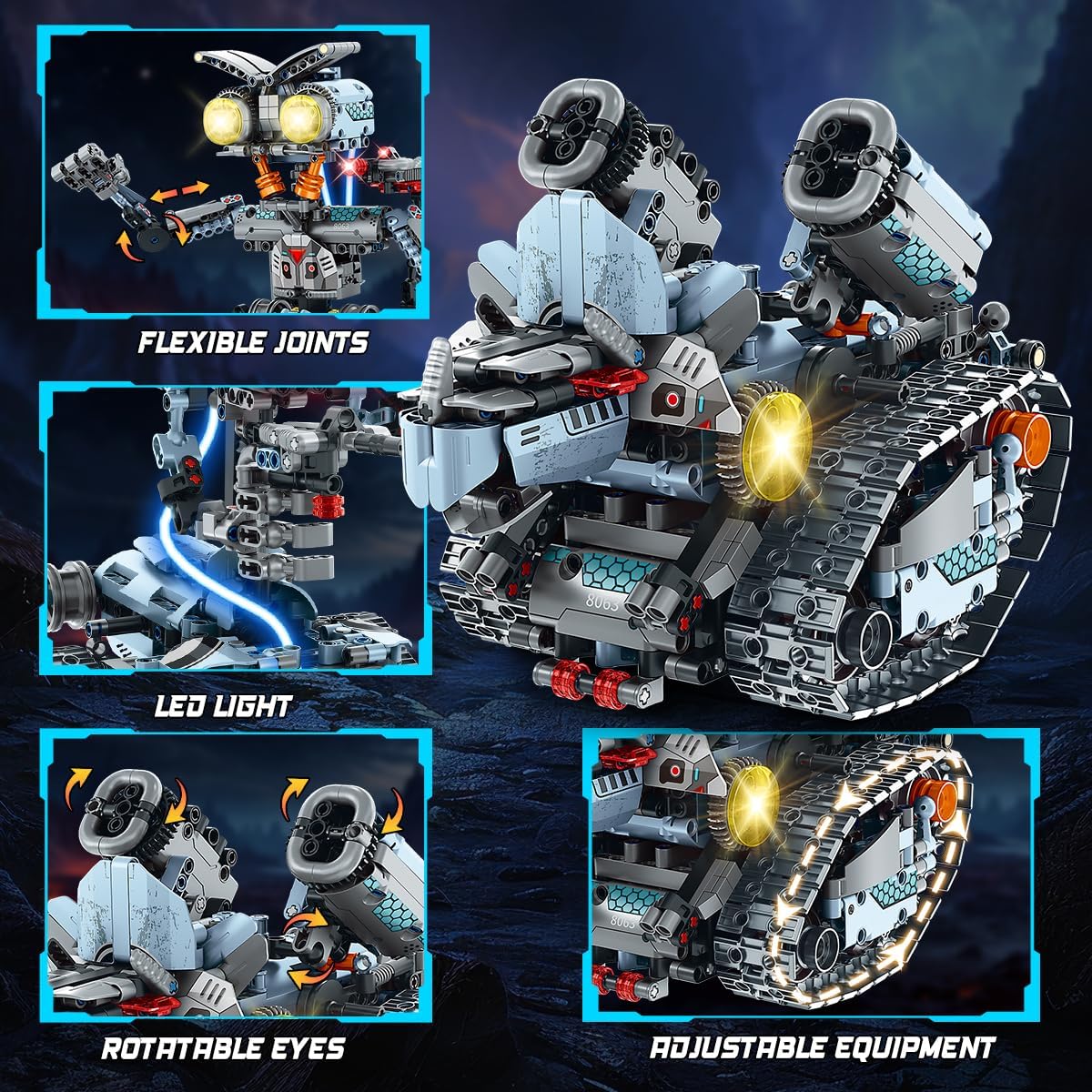 INSOON 5-in-1 App & Remote Control Tracked Robot Tank Building Set 8063