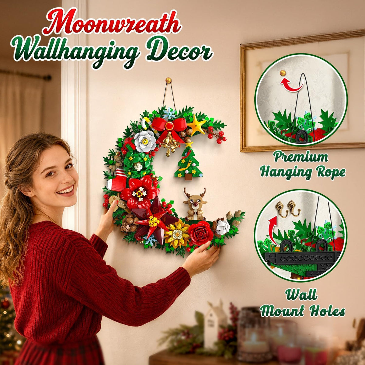 INSOON Advent Calendar 2026 Christmas Moon Wreath Building Set with Light SC8851