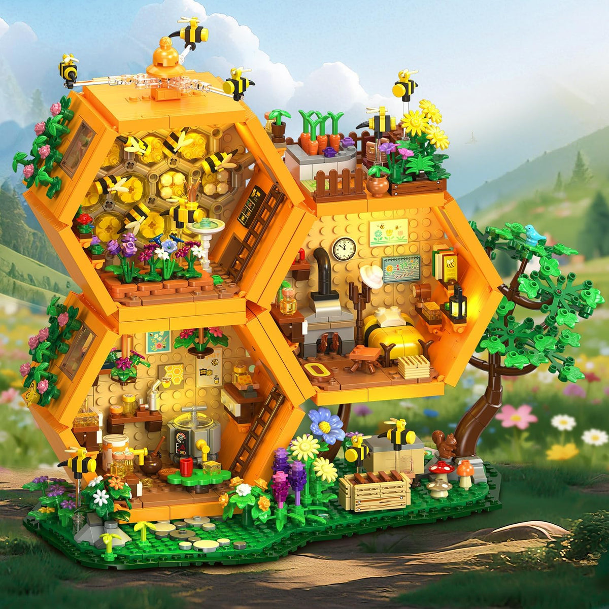 INSOON Bee Farm House Building Set with Light SC8825