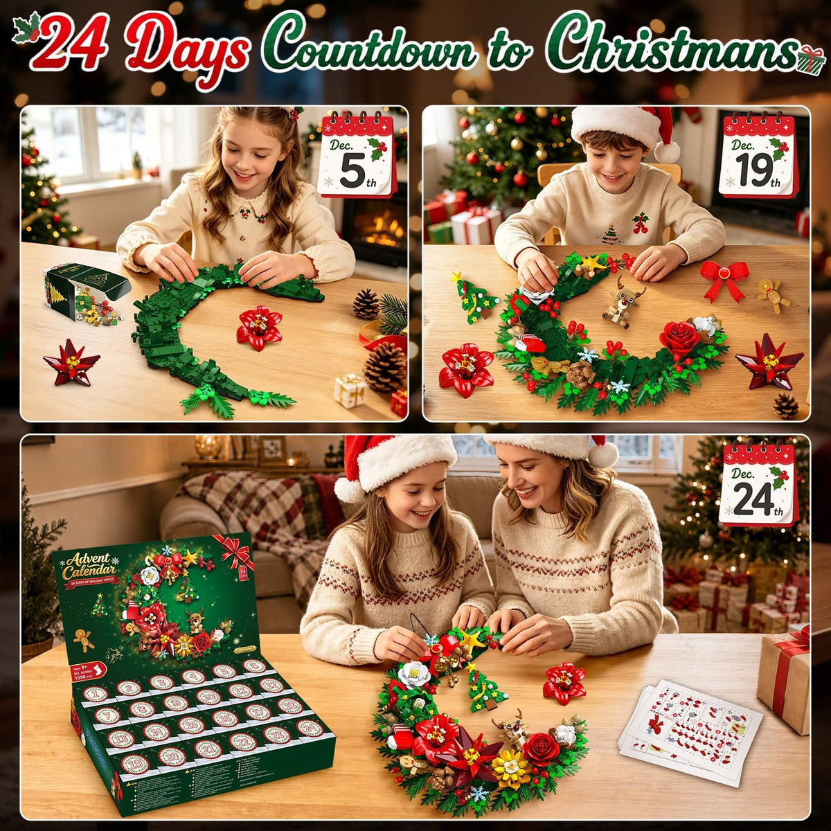 INSOON Advent Calendar 2026 Christmas Moon Wreath Building Set with Light SC8851