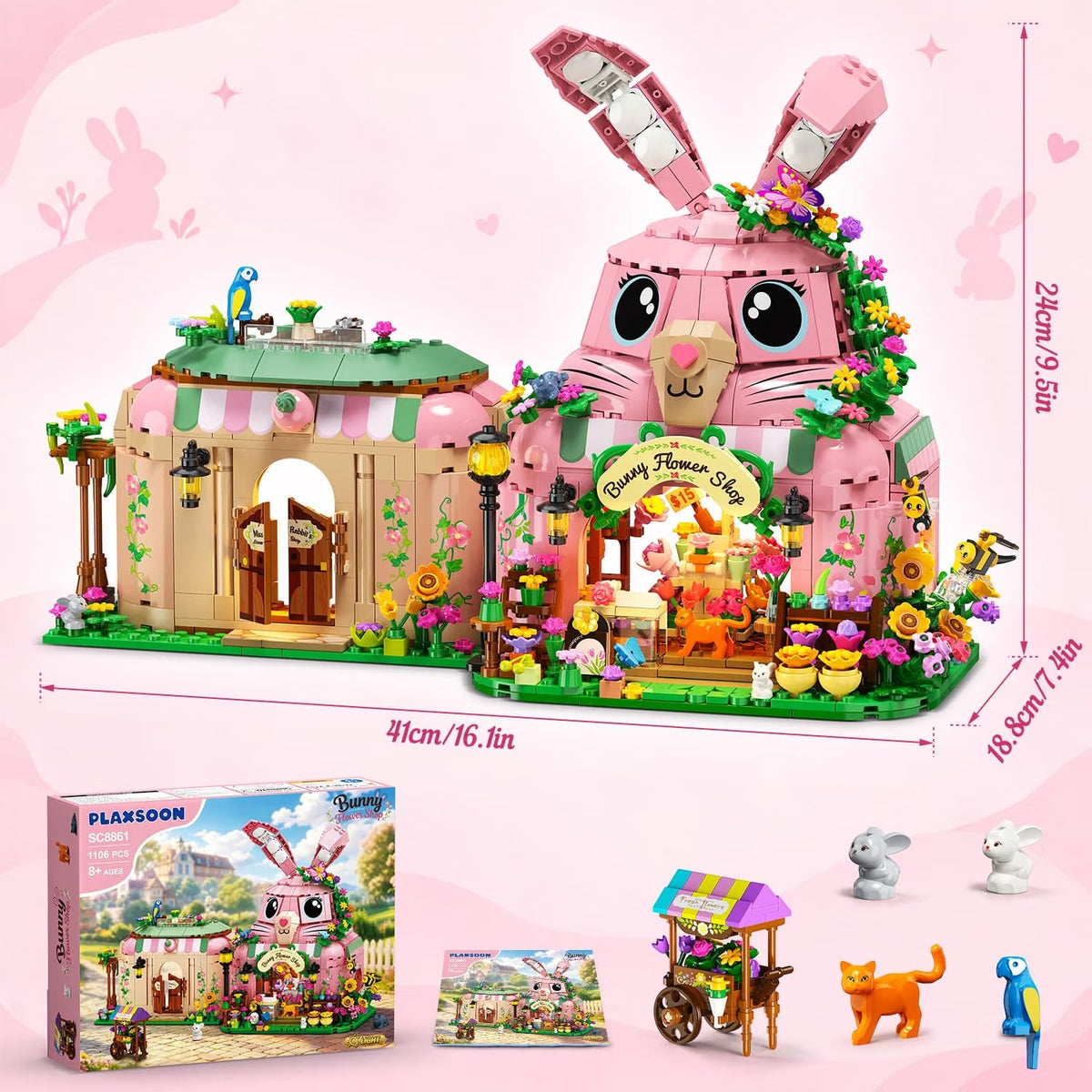 INSOON Friends Bunny Flower House Building Set with Lights SC8861