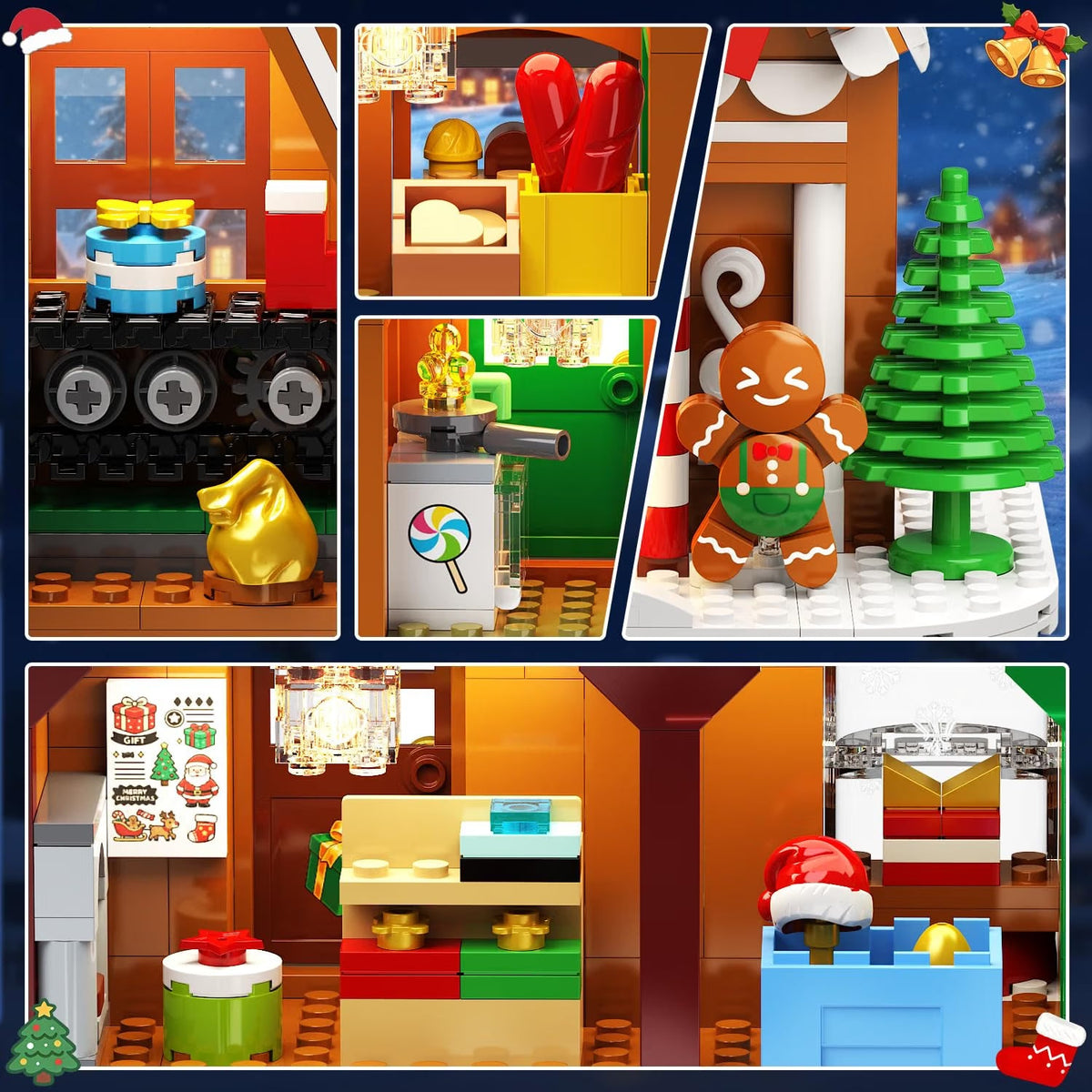 INSOON Christmas Gingerbread House Gift Factory Building Set with Lights SC9972