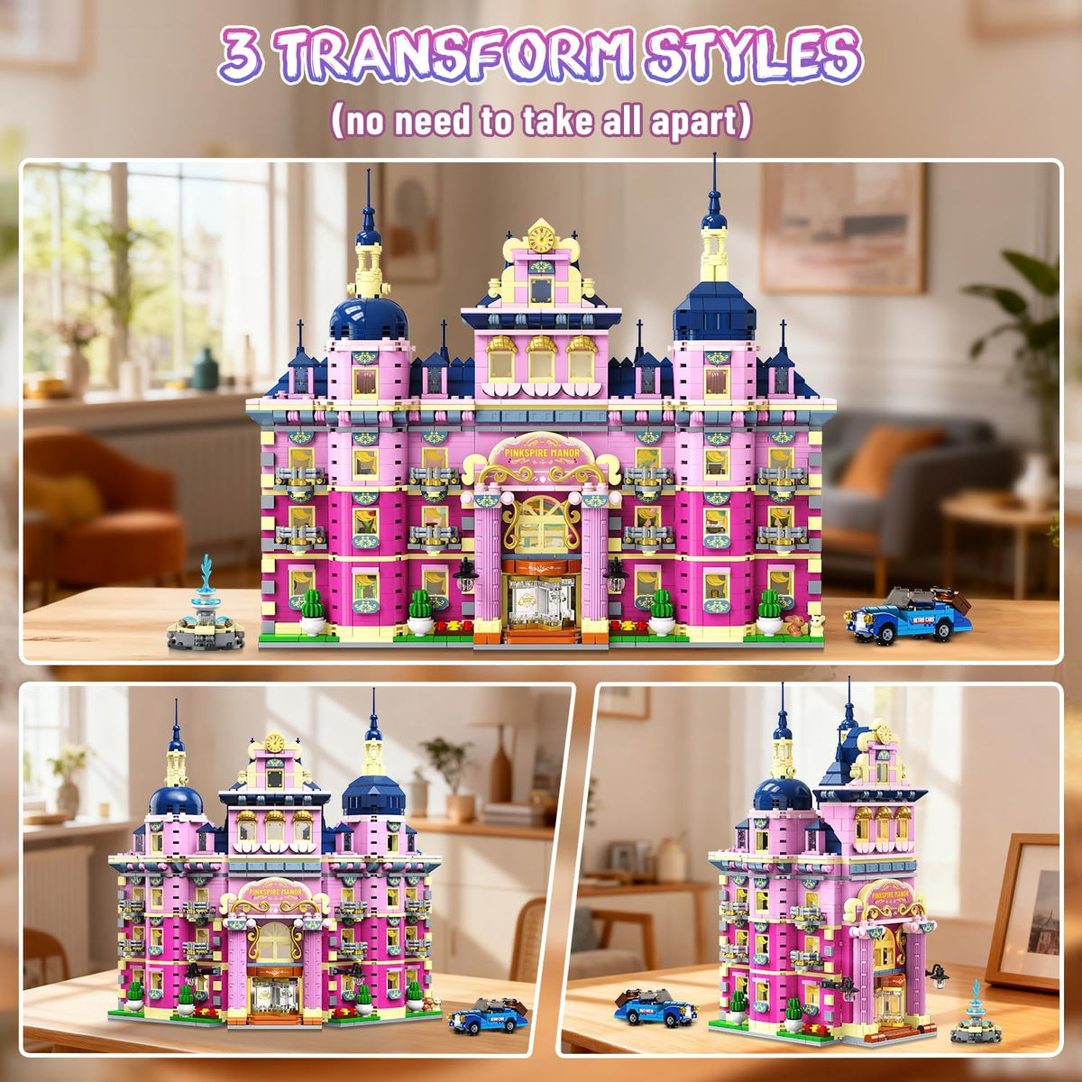 INSOON Pink Estate House Building Set with Lights SC8822