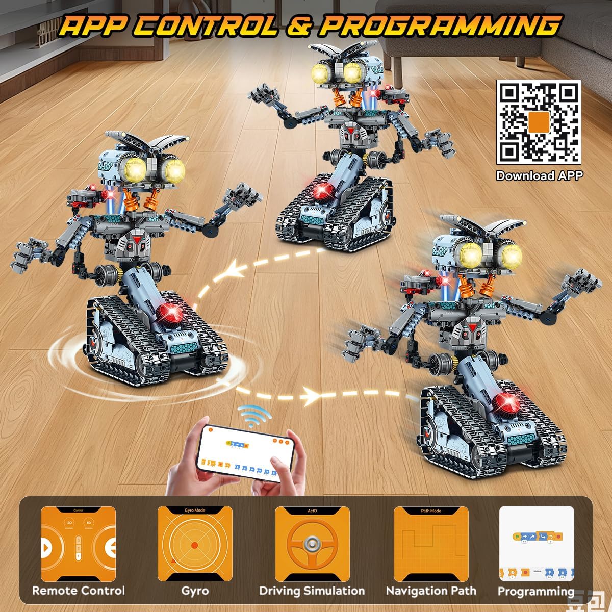 INSOON 5-in-1 App & Remote Control Tracked Robot Tank Building Set 8063