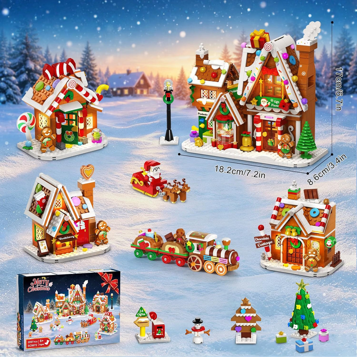 INSOON Christmas Gingerbread House Gift Factory Building Set with Lights SC9972