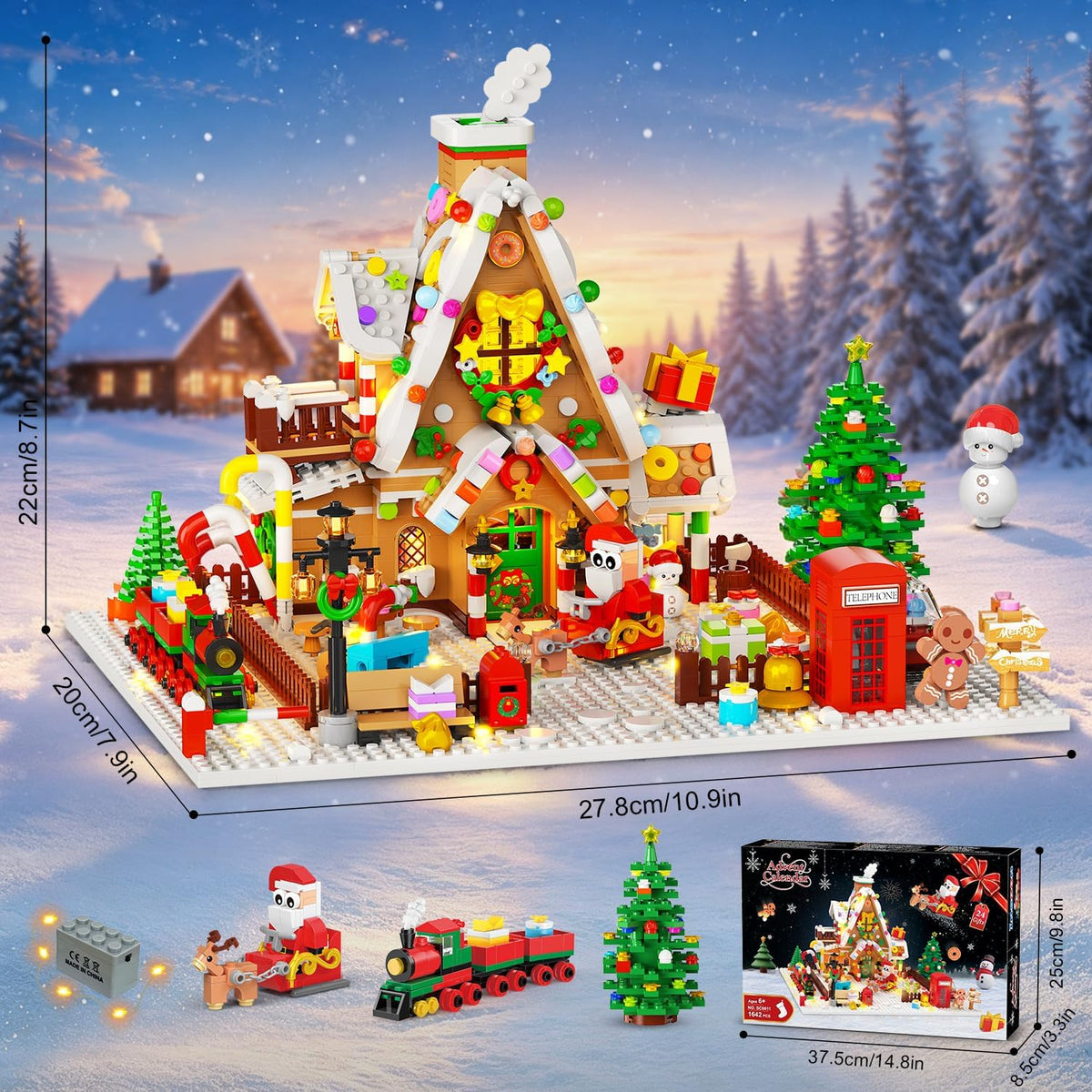 INSOON 2026 Advent Calendar Mini Gingerbread House Building Blocks Set with Lights SC6611